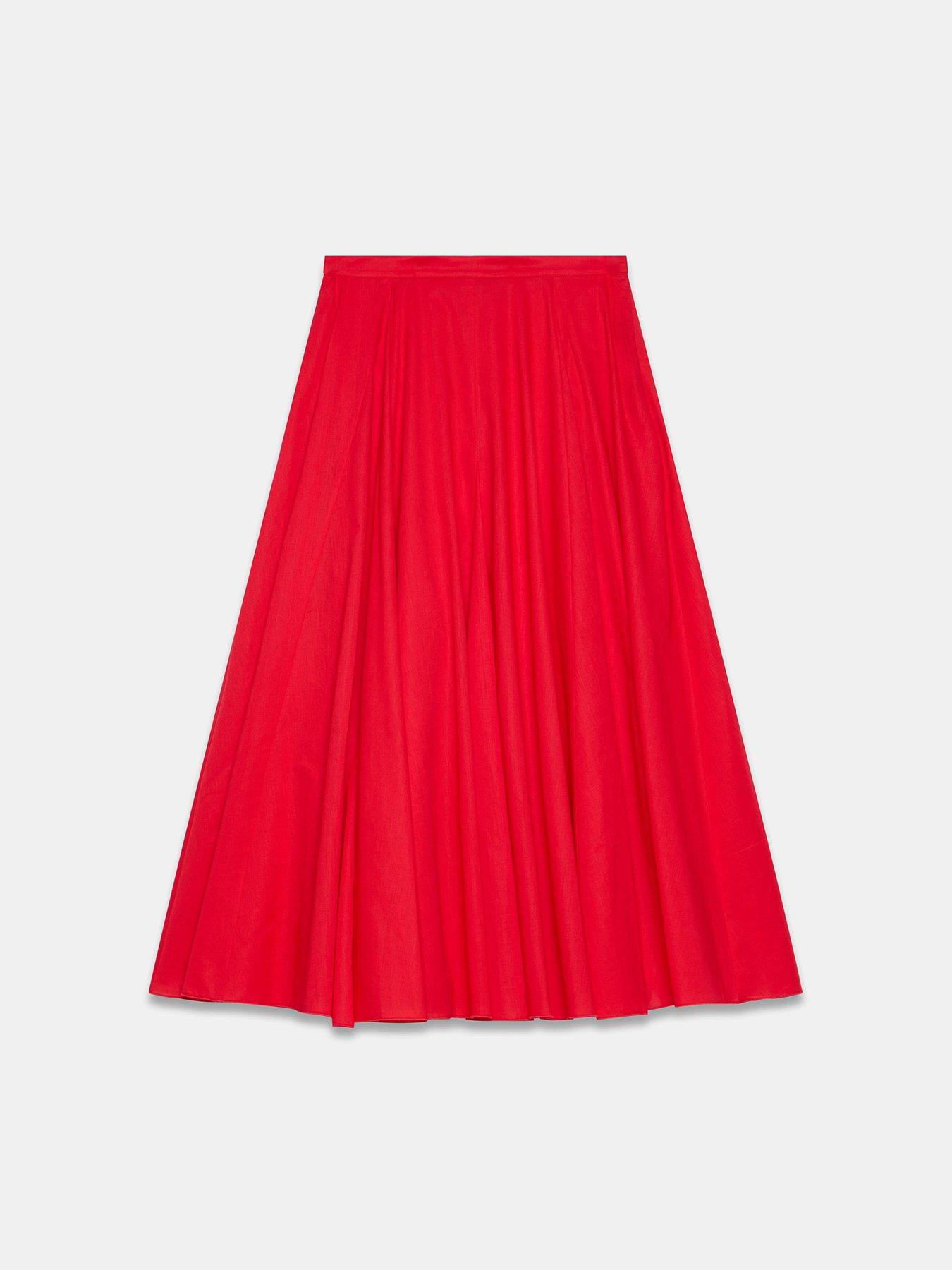  image of mint-velvet-full-cotton-skirt-red