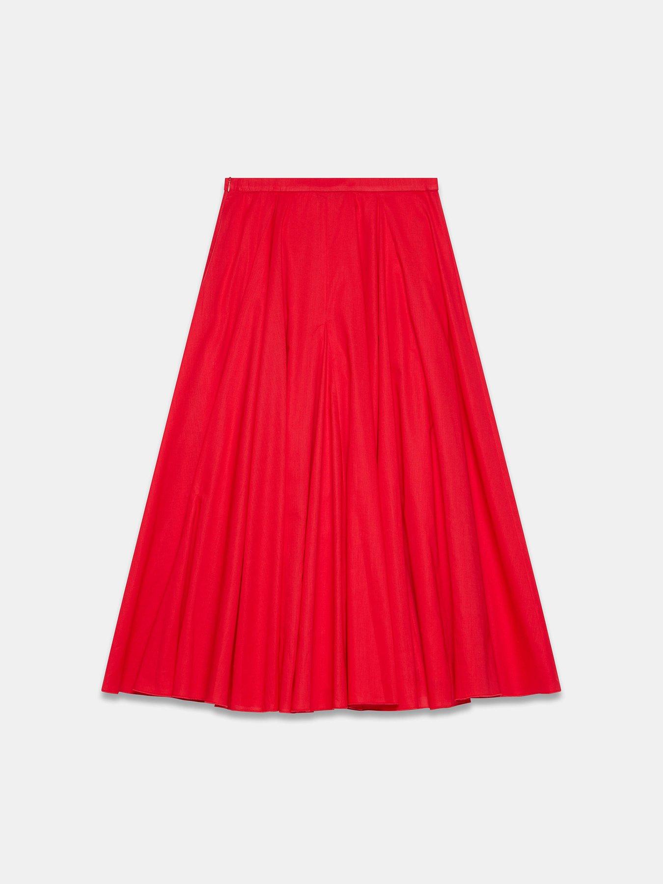  image of mint-velvet-full-cotton-skirt-red