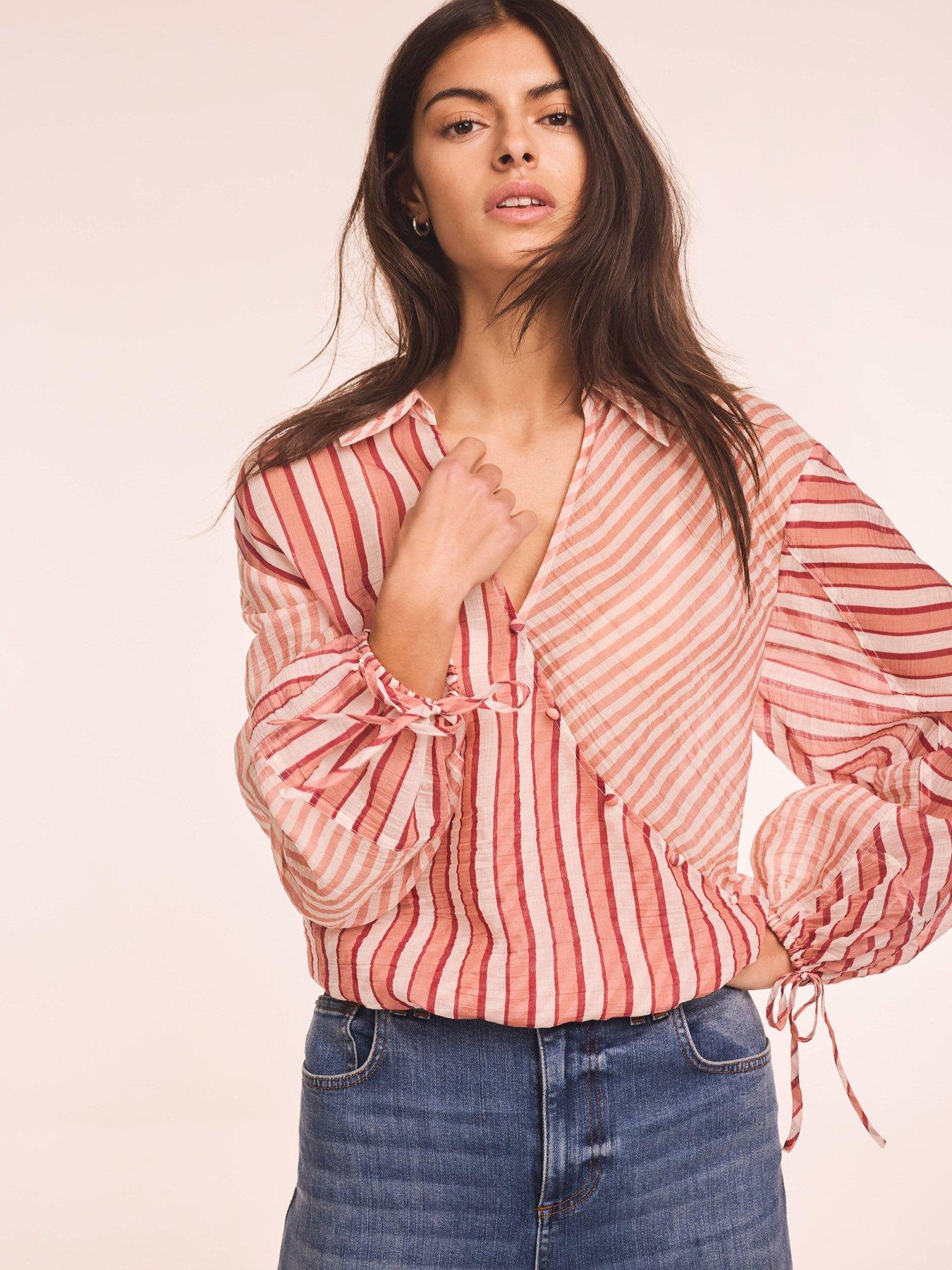 Image 1 of 6 of Mint Velvet Mixed Stripe Wrap Shirt