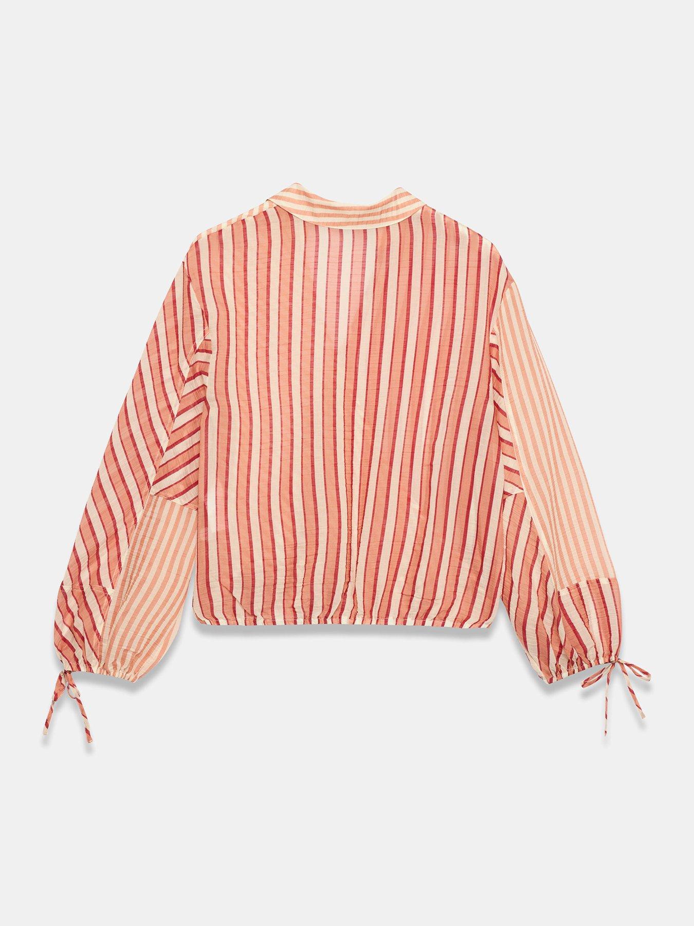  image of mint-velvet-mixed-stripe-wrap-shirt-orange
