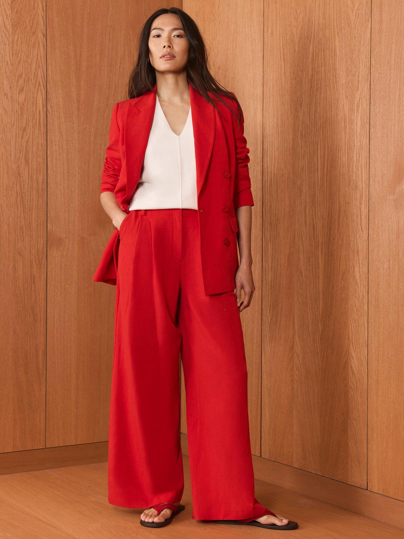 Mint Velvet Red Linen Mix Trouser