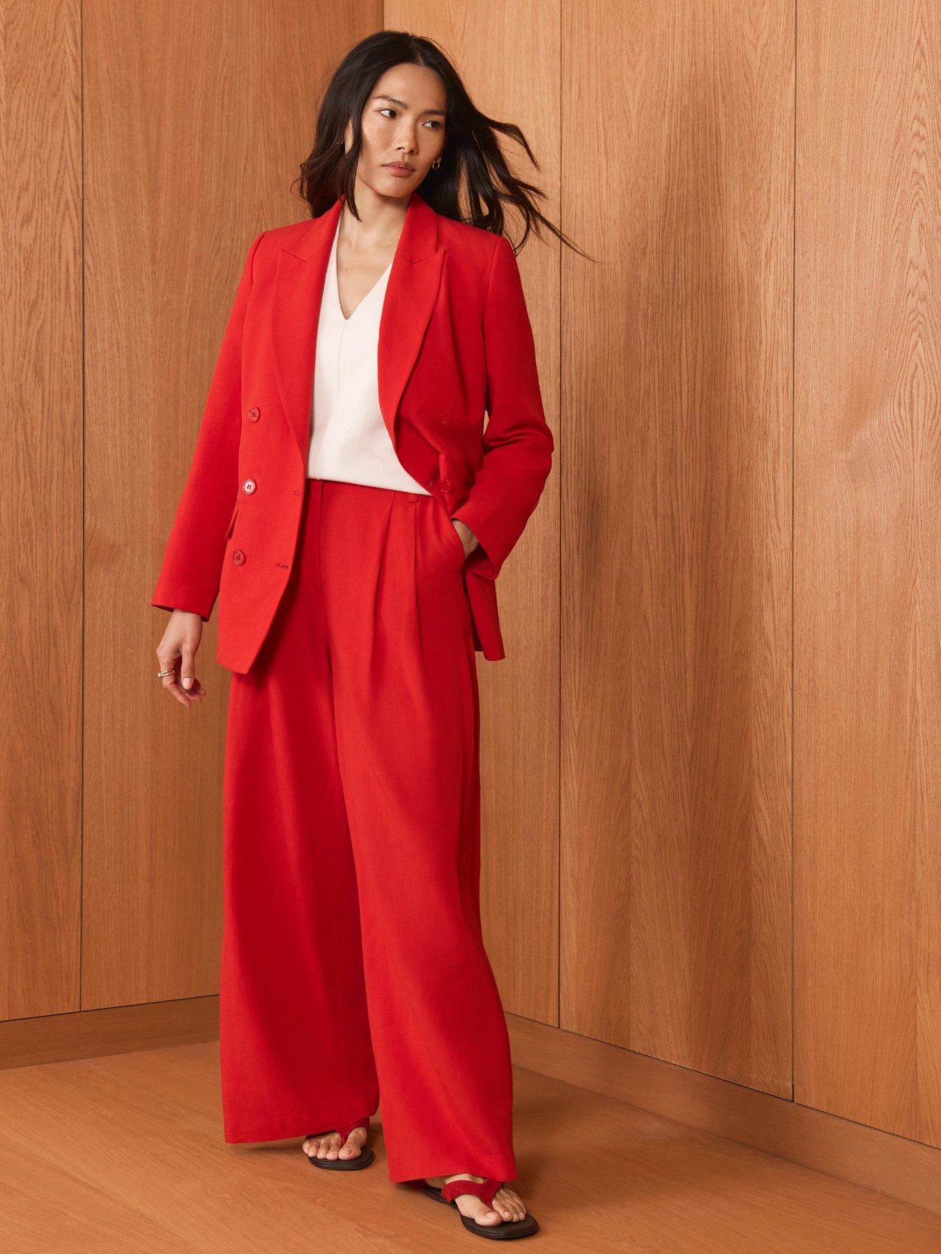 Image 2 of 6 of Mint Velvet Linen Mix Trouser - Red