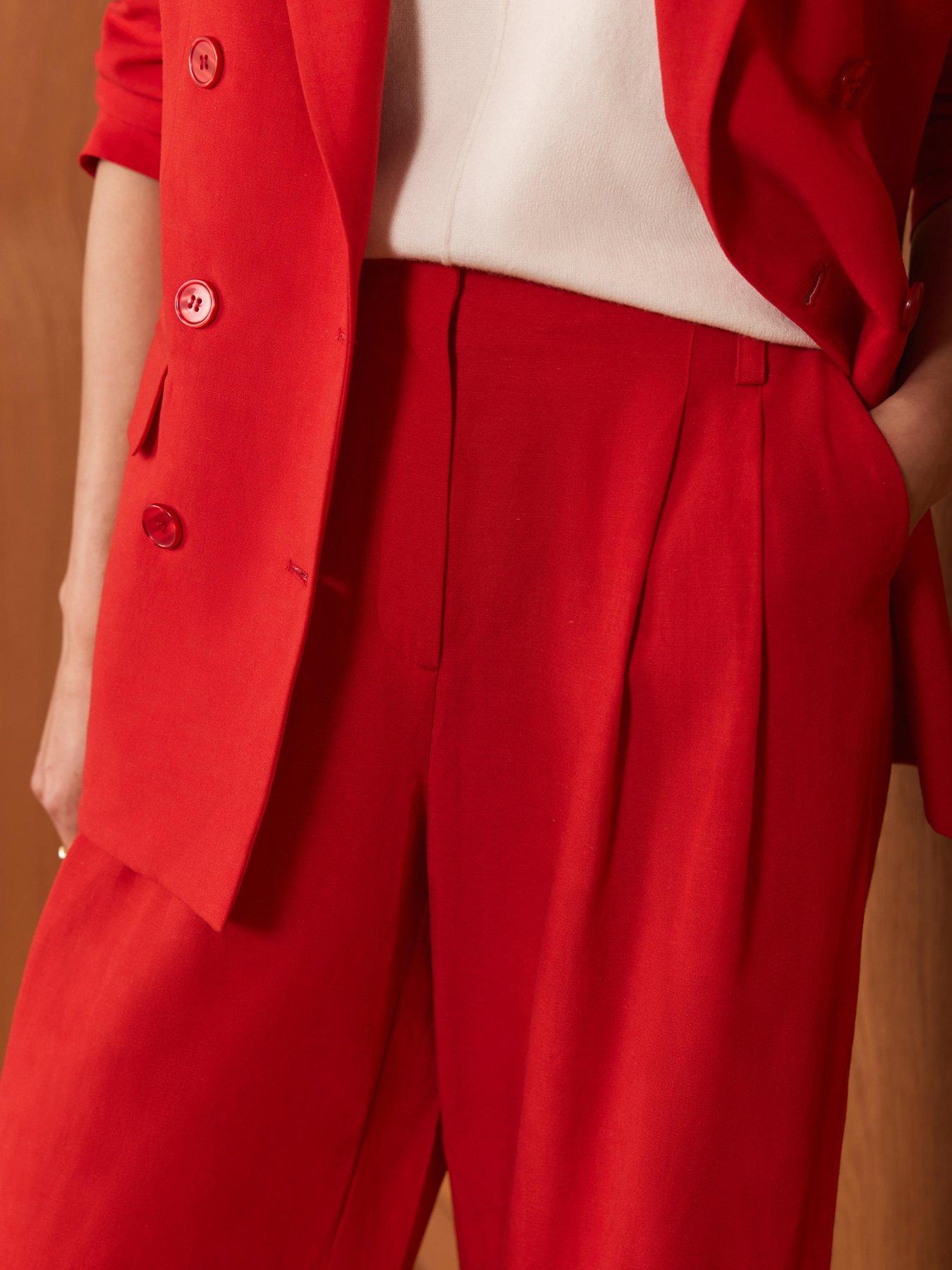 Image 4 of 6 of Mint Velvet Linen Mix Trouser - Red