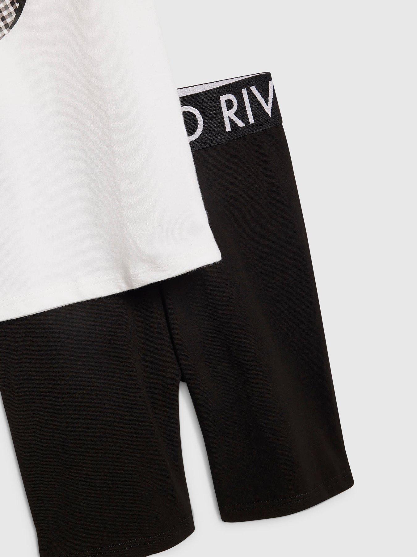 Image 4 of 5 of River Island Older Girls Cherry T-Shirt Cycle Shorts Set - White