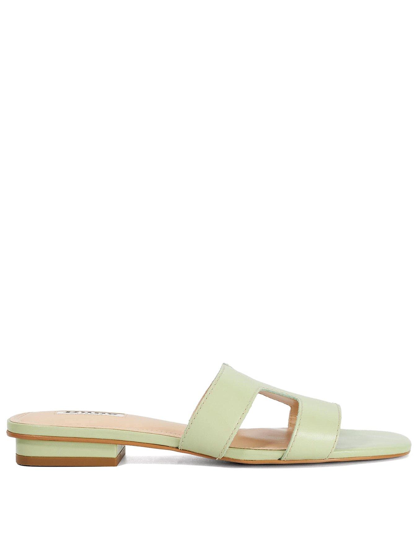 front image of dune-london-loupe-flat-sandals-sage