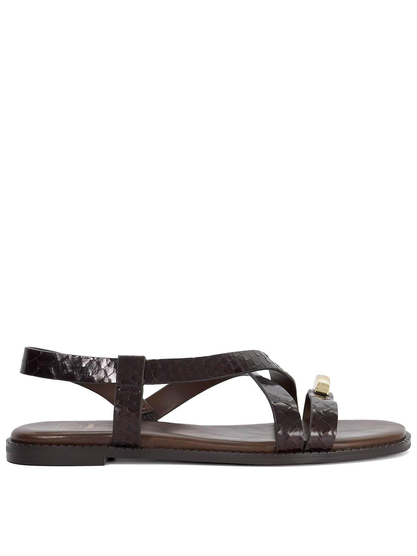 dune-london-lite-reptile-effect-leather-flat-sandals-brown