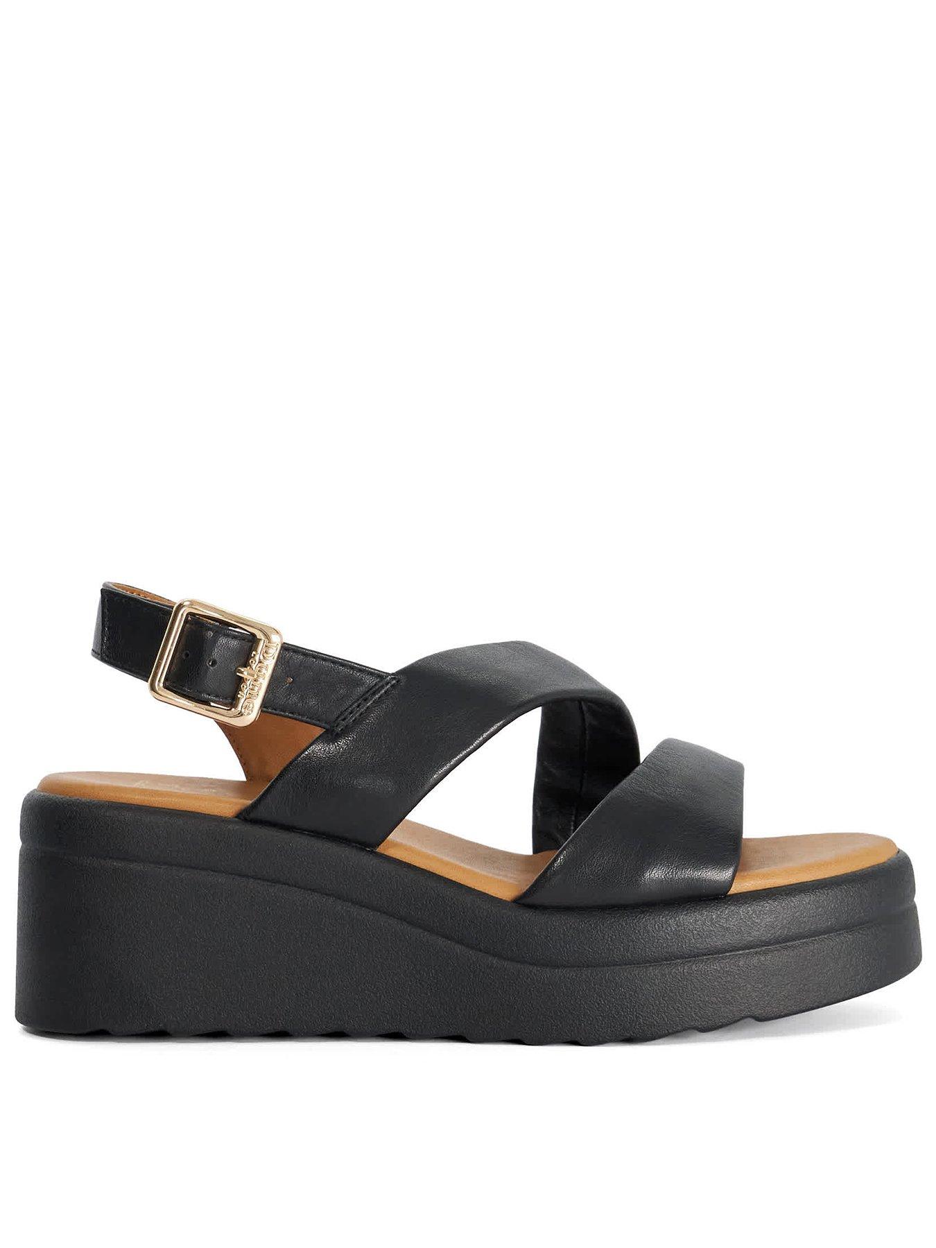 front image of dune-london-karing-wedges-black