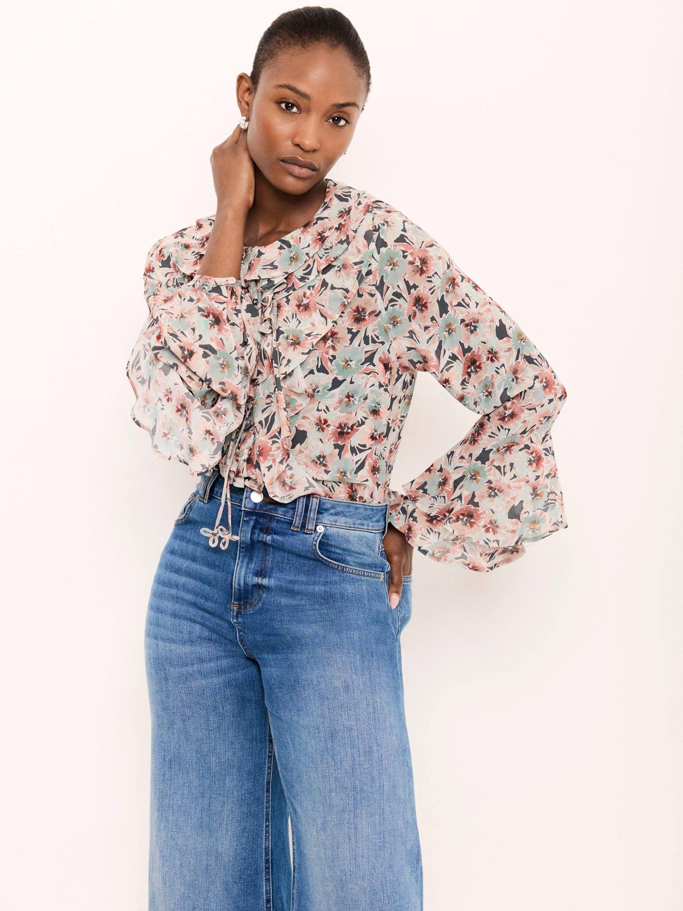 Mint Velvet Bergonia Print Ruffle Blouse - Green