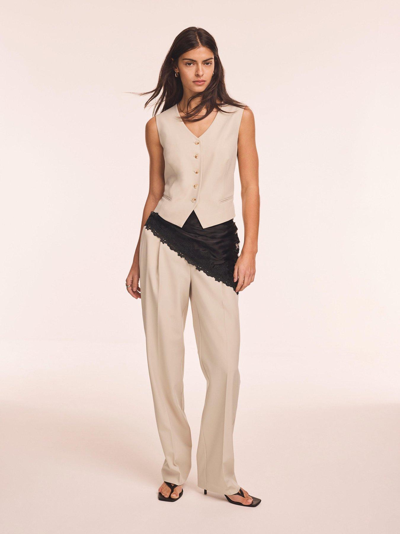  image of mint-velvet-neutral-tapered-clean-trouser