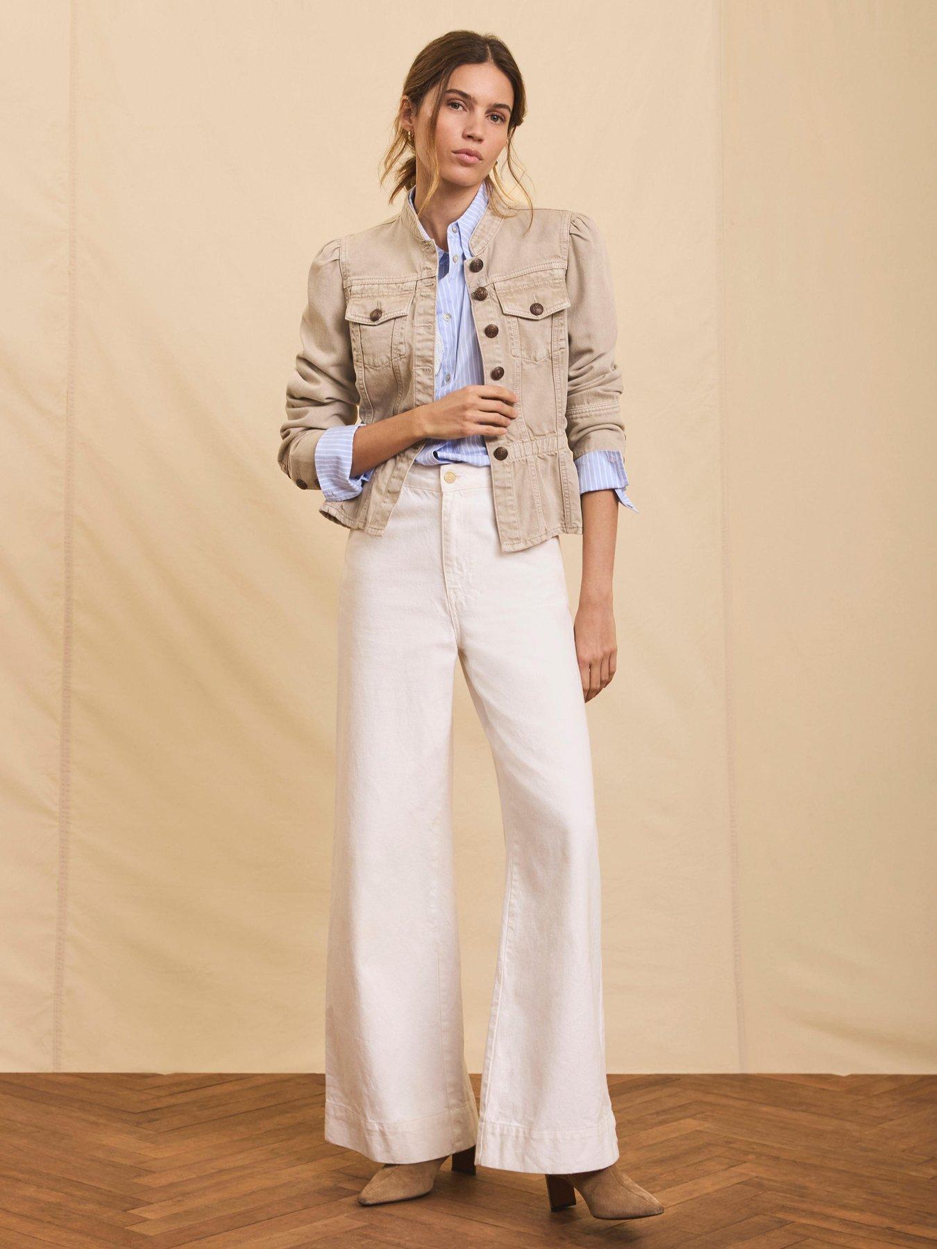 Mint Velvet Washed Military Peplum Jacket - Cream