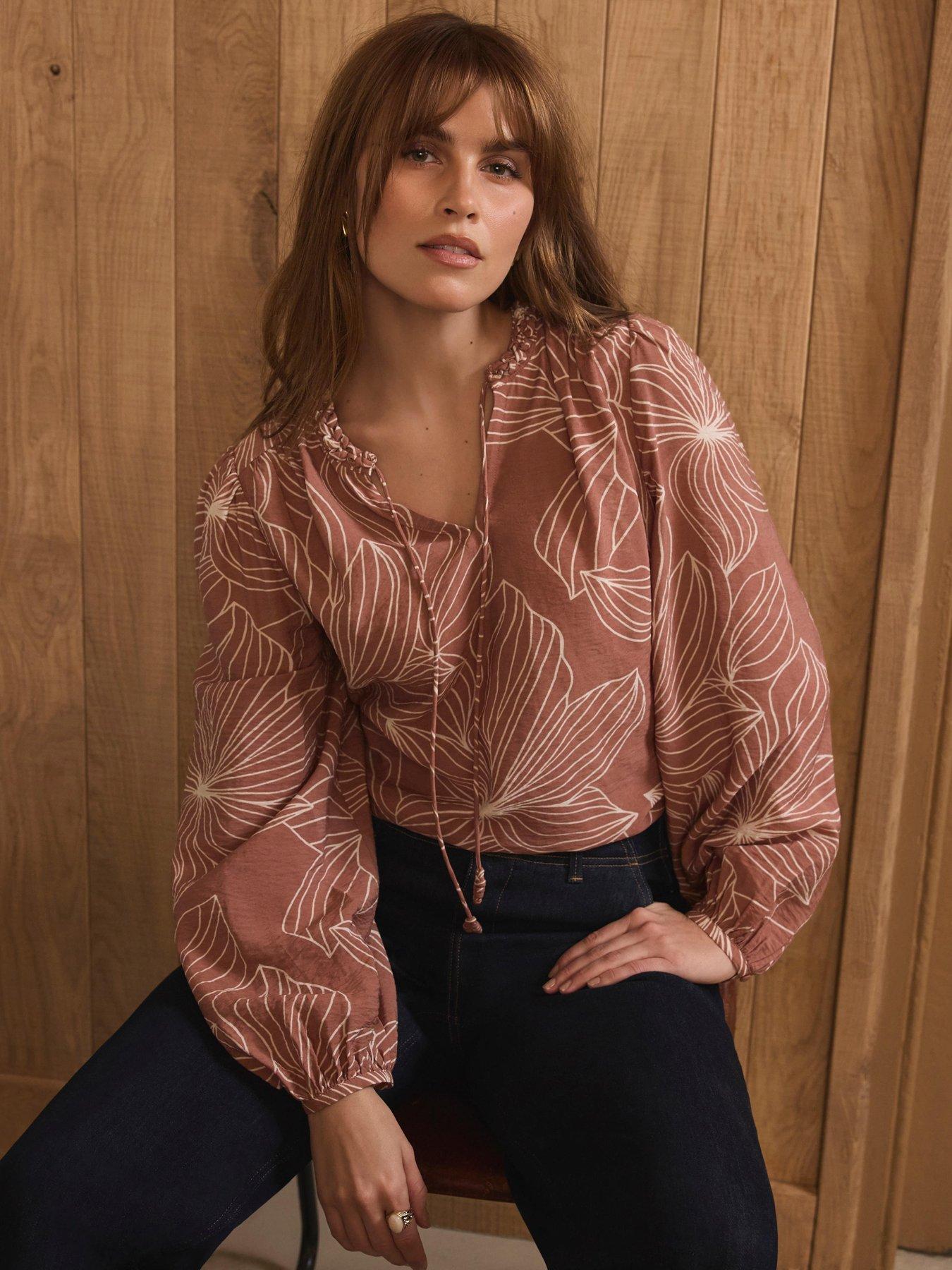 Mint Velvet Camel Floral Print Blouse