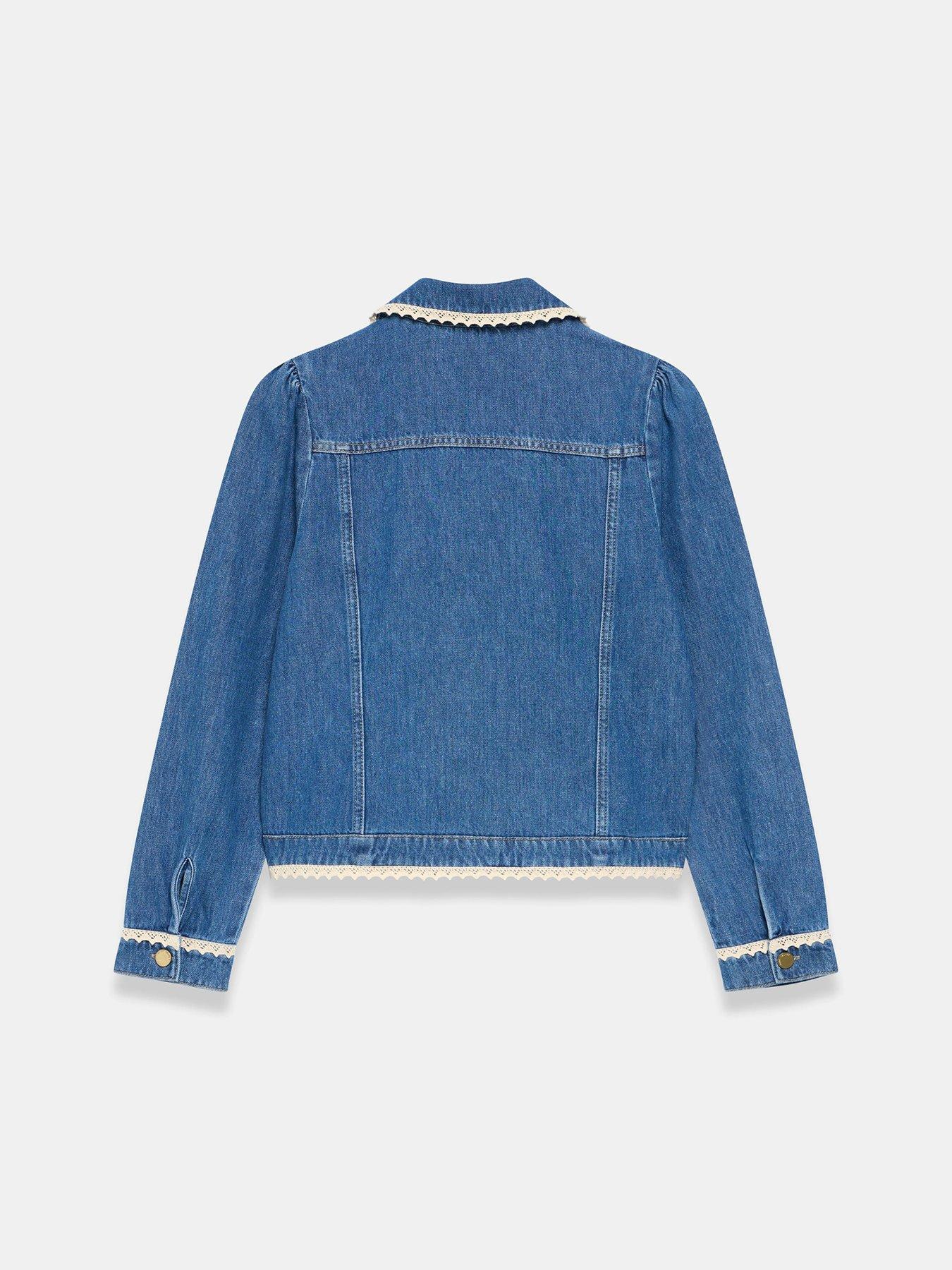 Image 6 of 6 of Mint Velvet Crochet Trim Denim Jacket - Blue