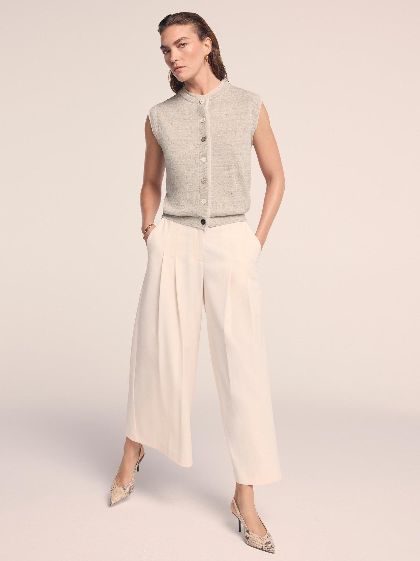  image of mint-velvet-neutral-linen-woven-mix-top-cream