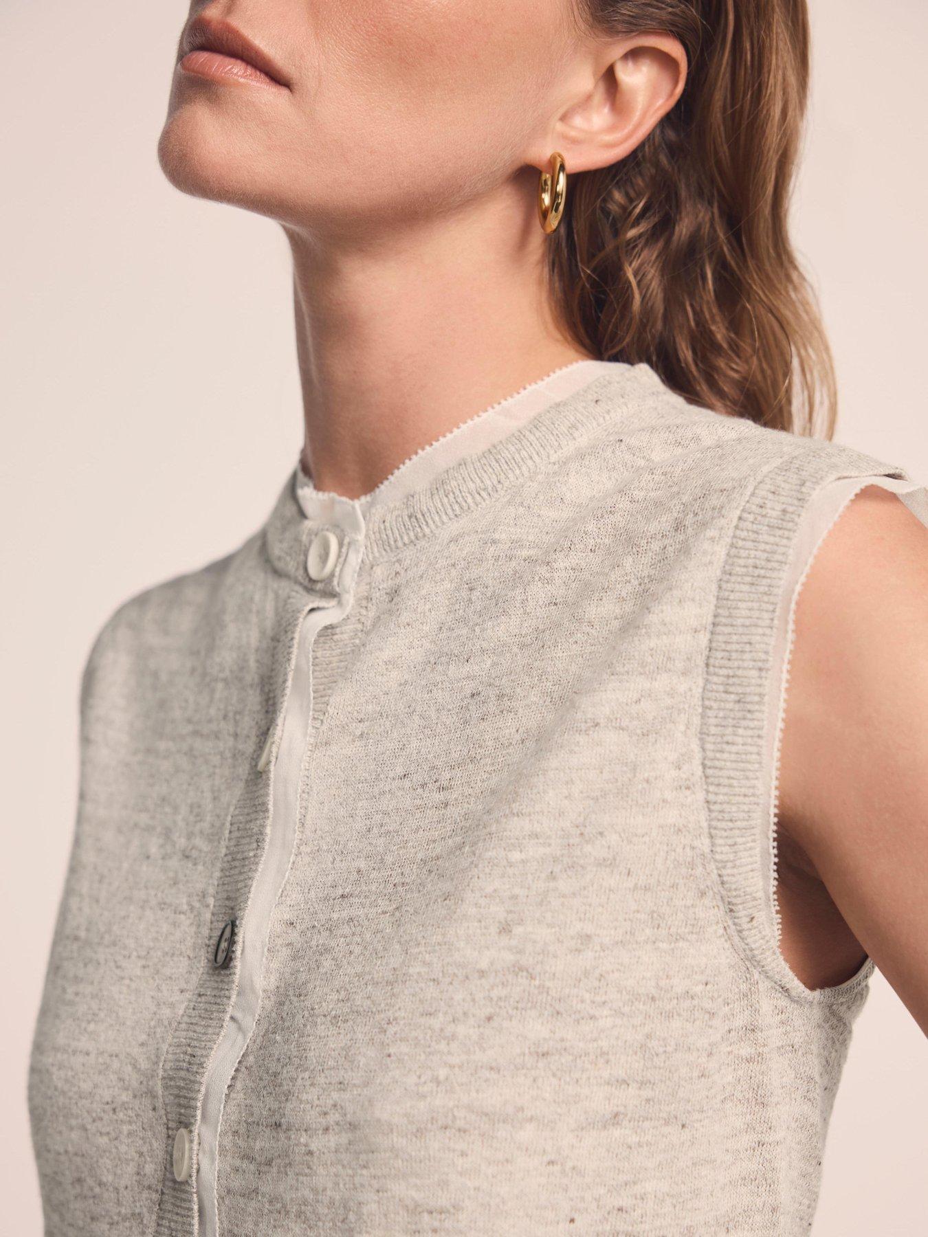  image of mint-velvet-neutral-linen-woven-mix-top-cream