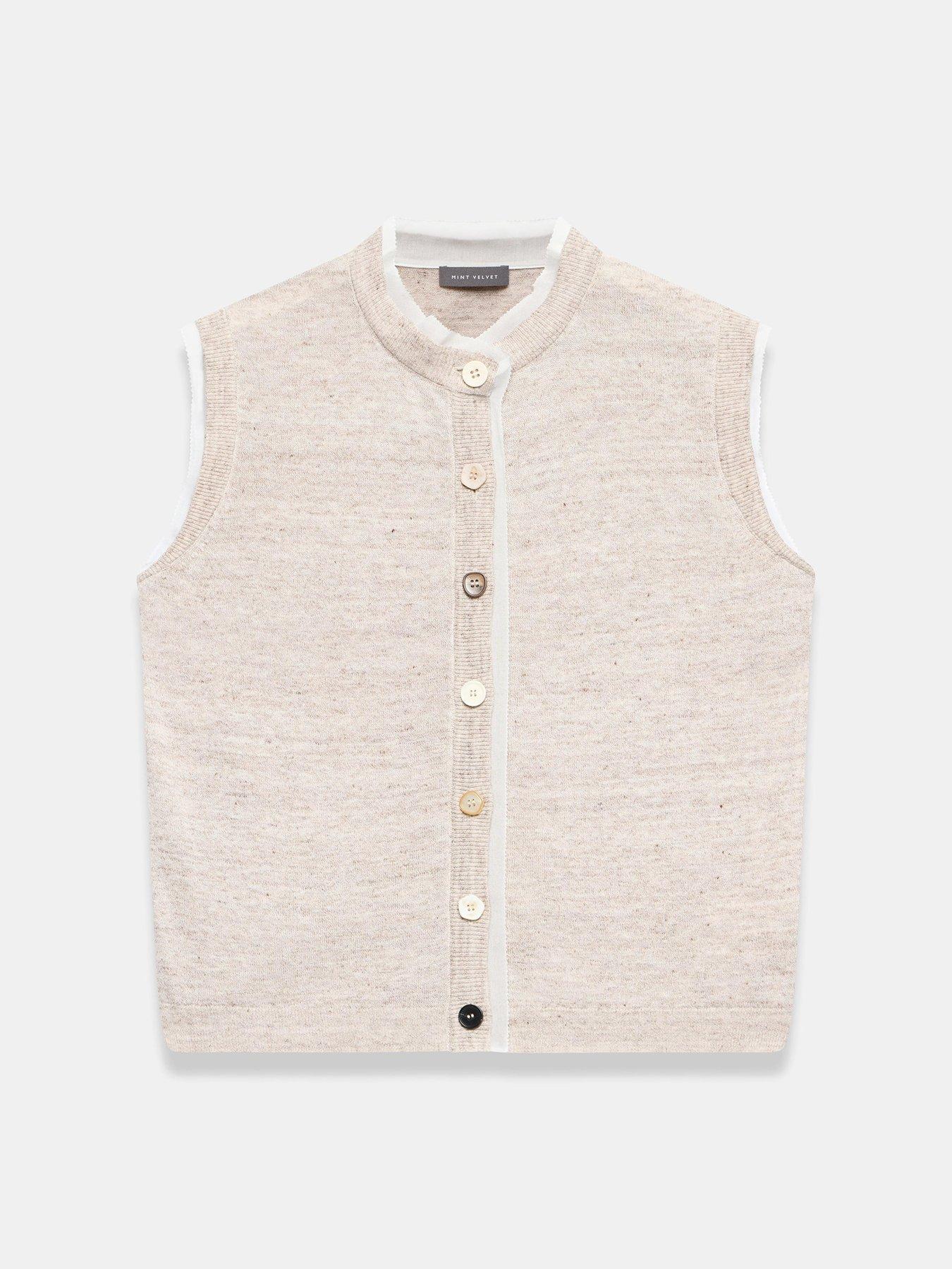  image of mint-velvet-neutral-linen-woven-mix-top-cream