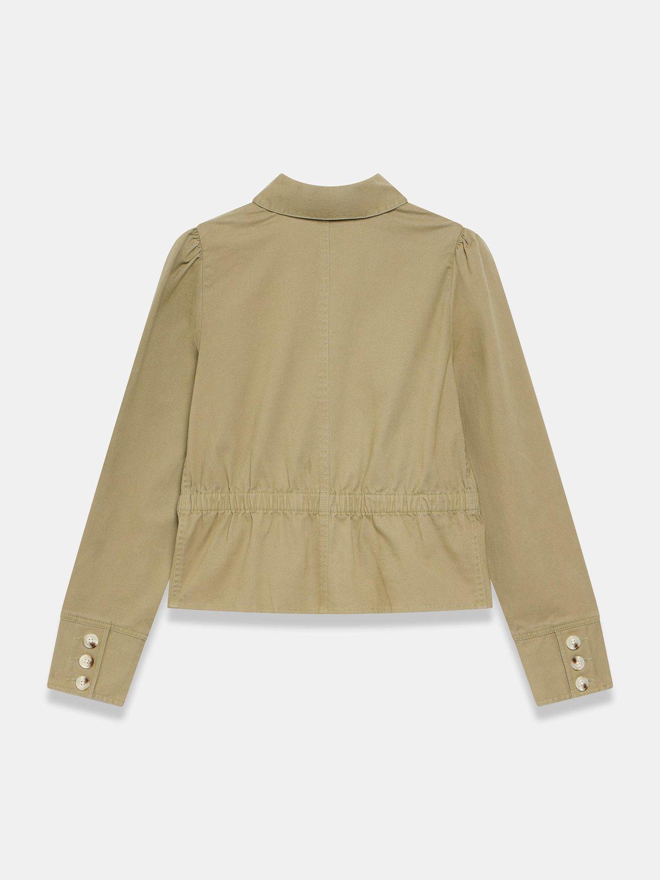  image of mint-velvet-khaki-collared-peplum-jacket