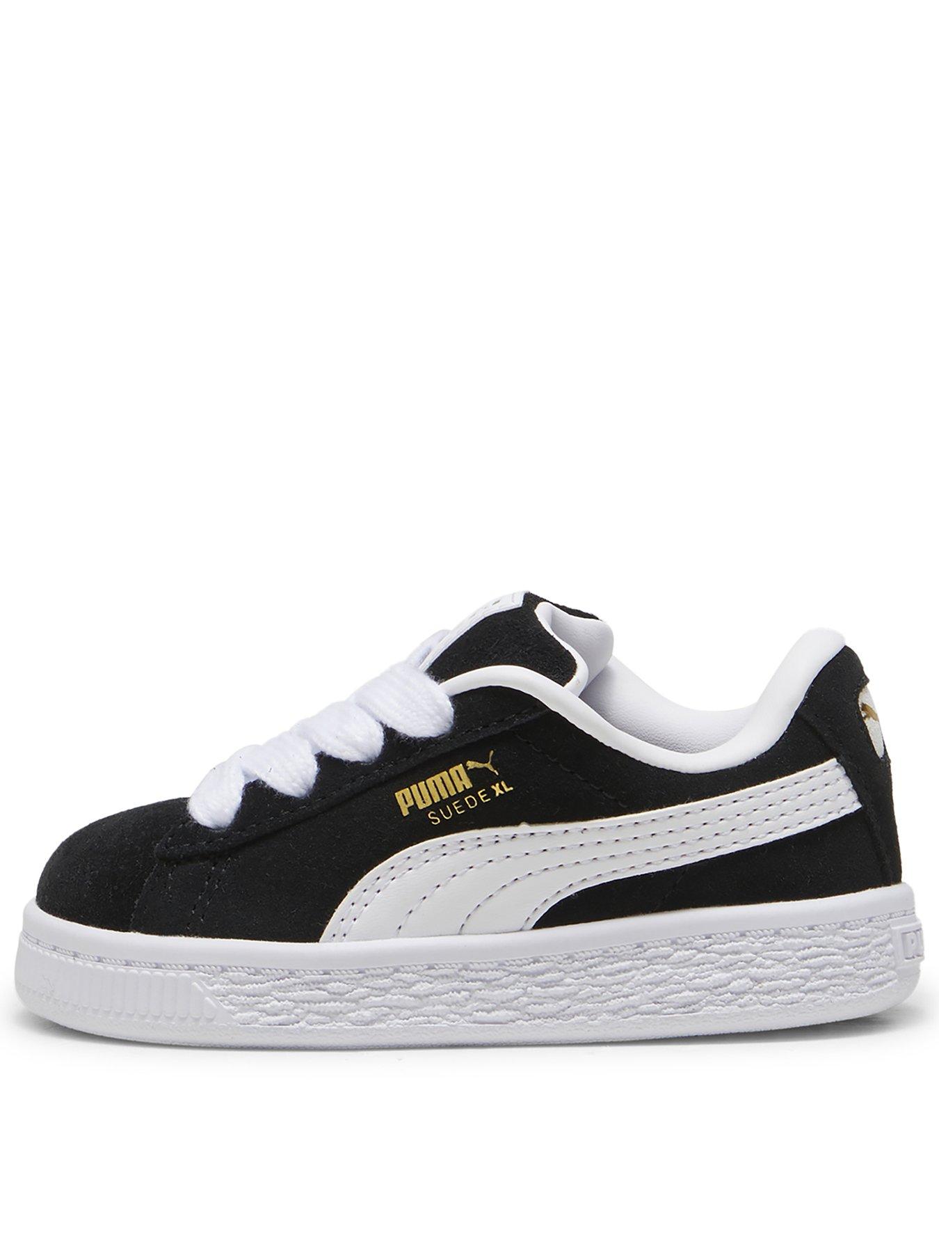 front image of puma-infants-suede-xl-ac-trainers-black