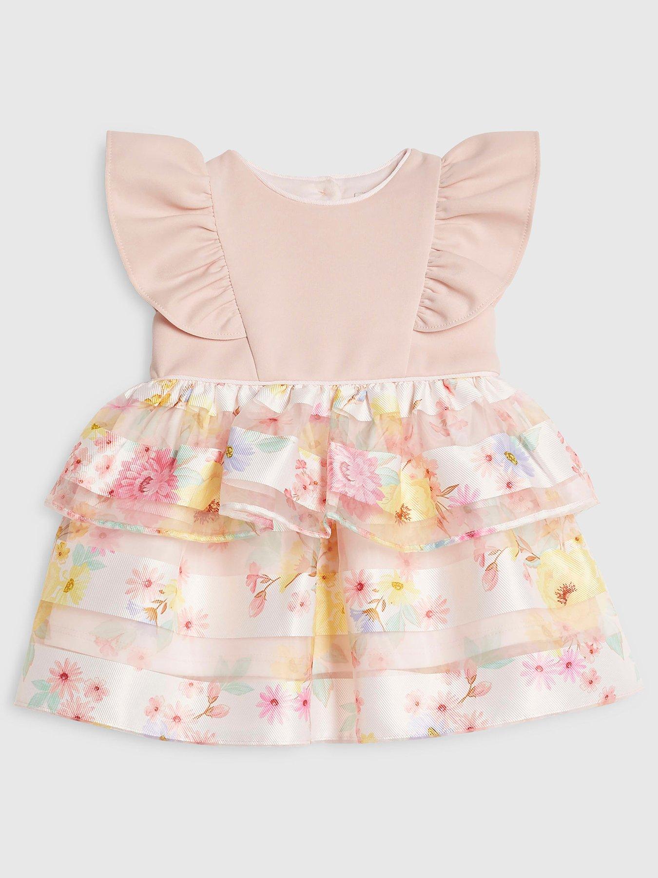 River Island Baby Girls Floral Frill Dress - Pink
