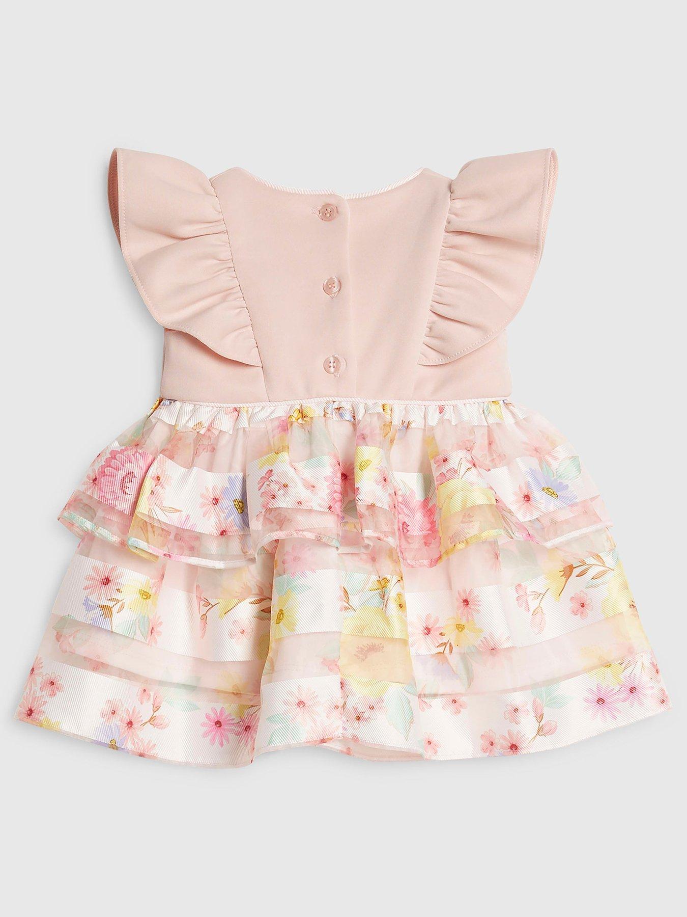 Image 2 of 4 of River Island Baby Girls Floral Frill Dress - Pink