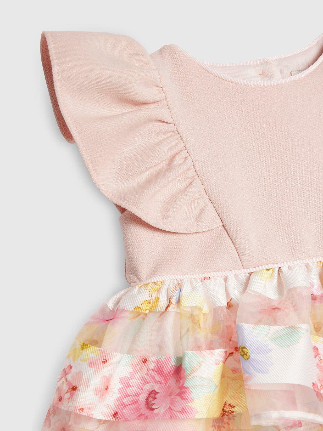 Image 3 of 4 of River Island Baby Girls Floral Frill Dress - Pink