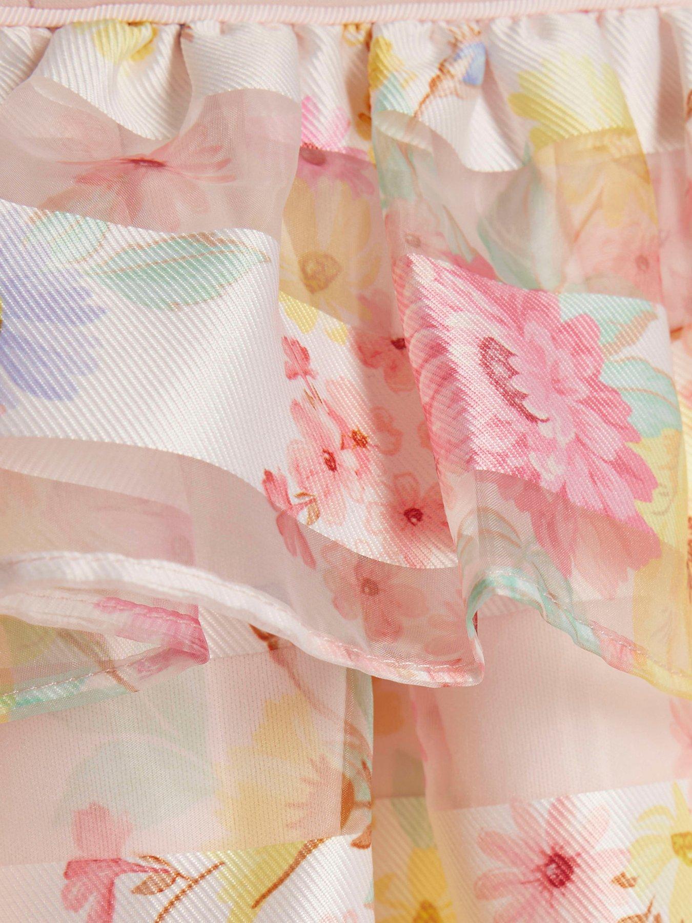 Image 4 of 4 of River Island Baby Girls Floral Frill Dress - Pink