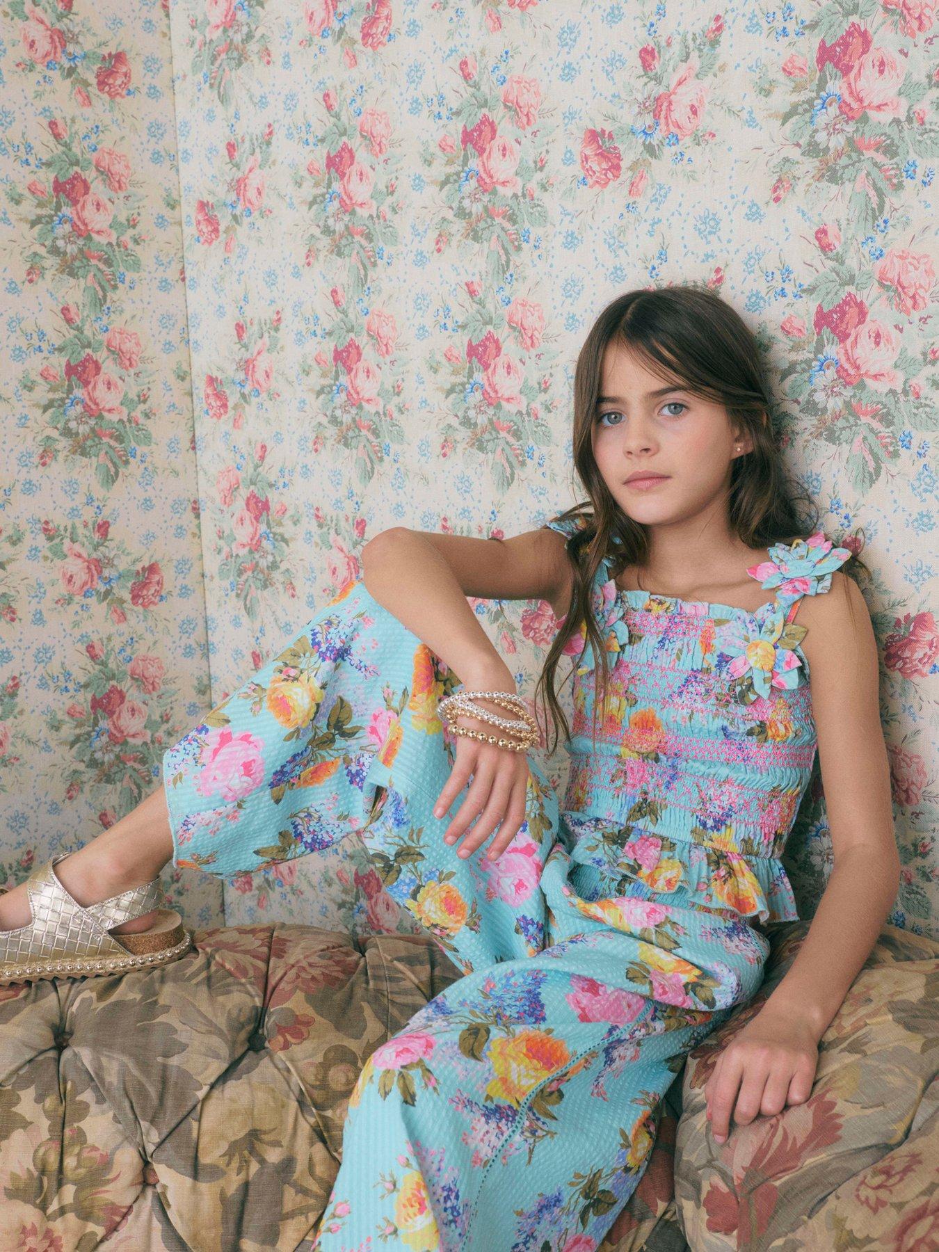River Island Older Girls Rose Corsage Top Set - Blue