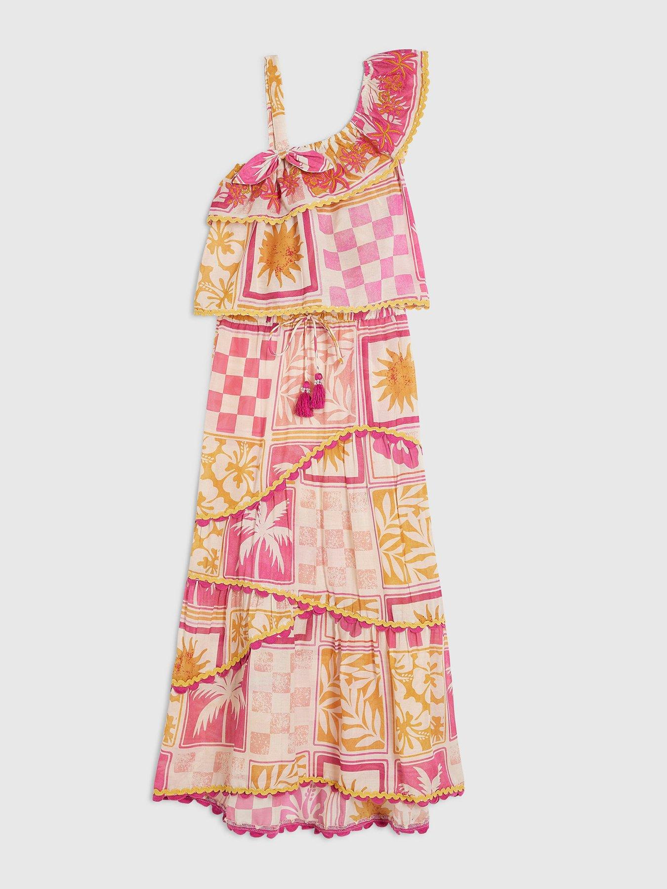 Image 3 of 5 of River Island Older Girls Postcard Top And Maxi Skirt Set - Pink