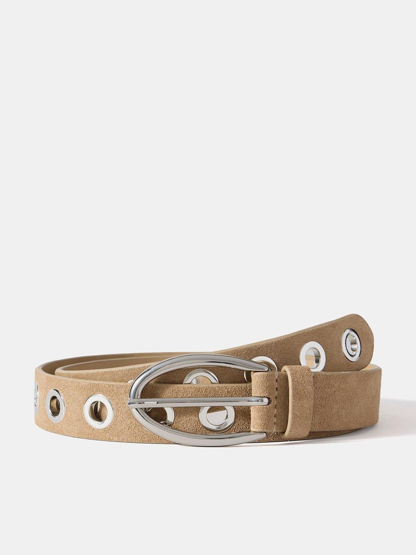 front image of mint-velvet-suede-eyelet-belt-sand