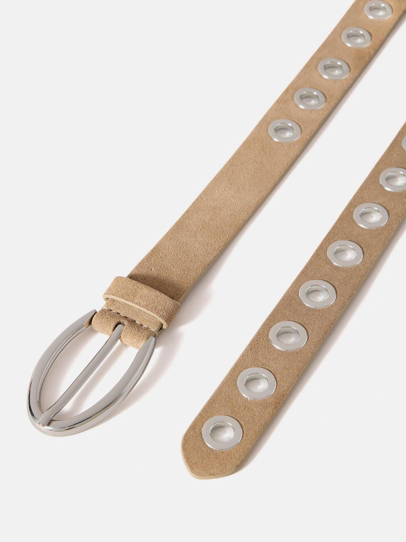  image of mint-velvet-suede-eyelet-belt-sand