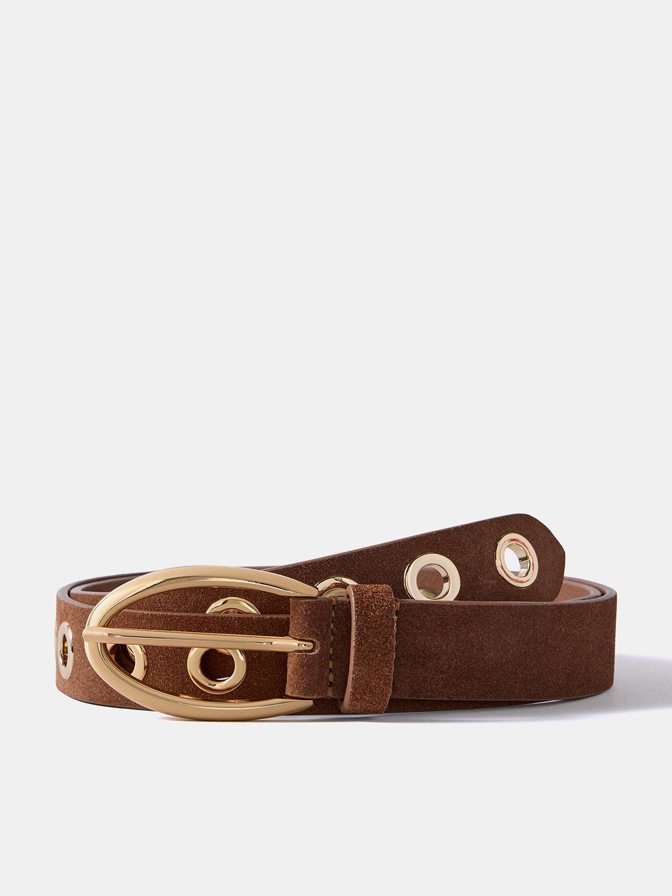 Image 1 of 4 of Mint Velvet Suede Eyelet Belt - Tan