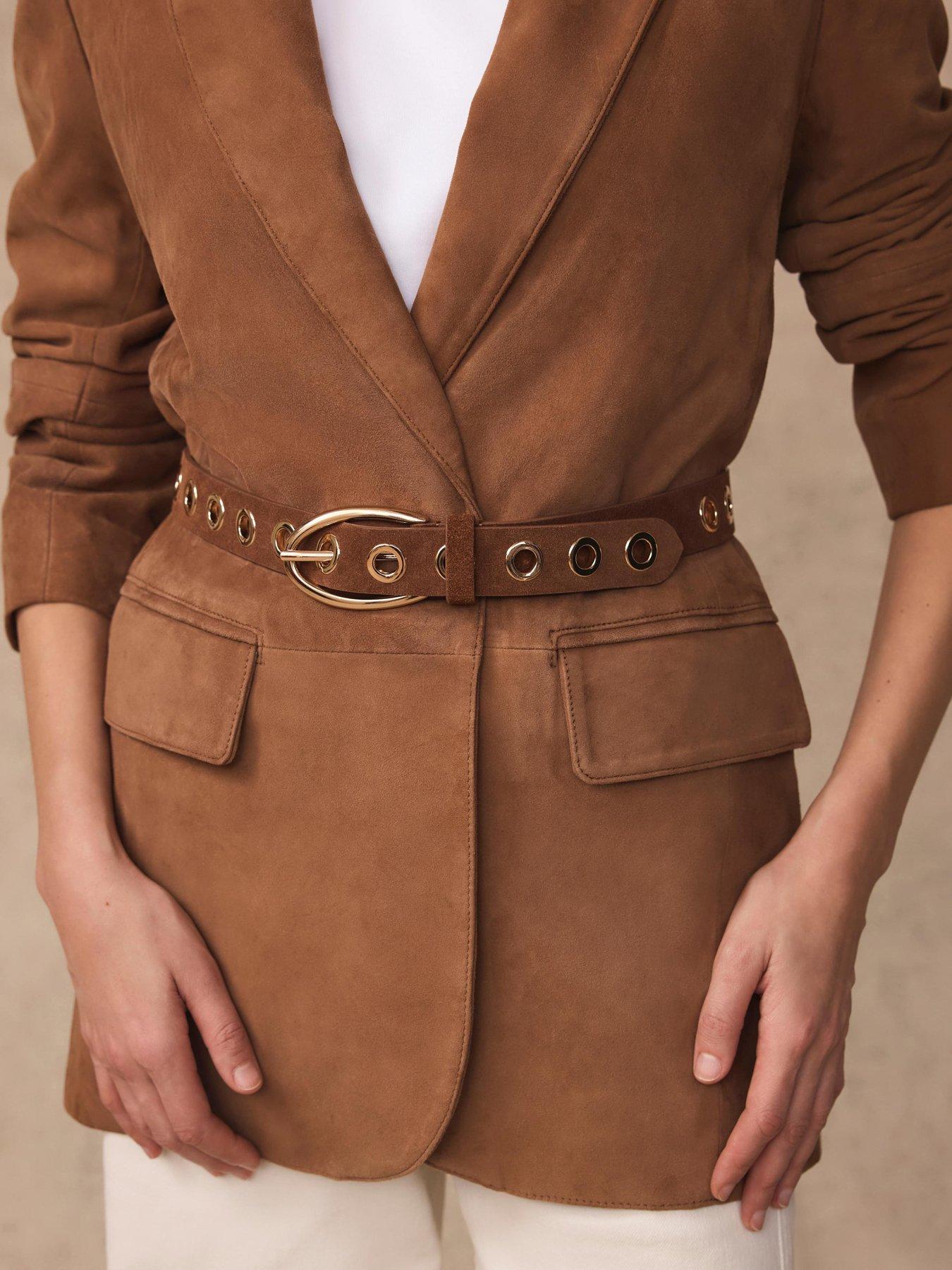 Image 2 of 4 of Mint Velvet Suede Eyelet Belt - Tan