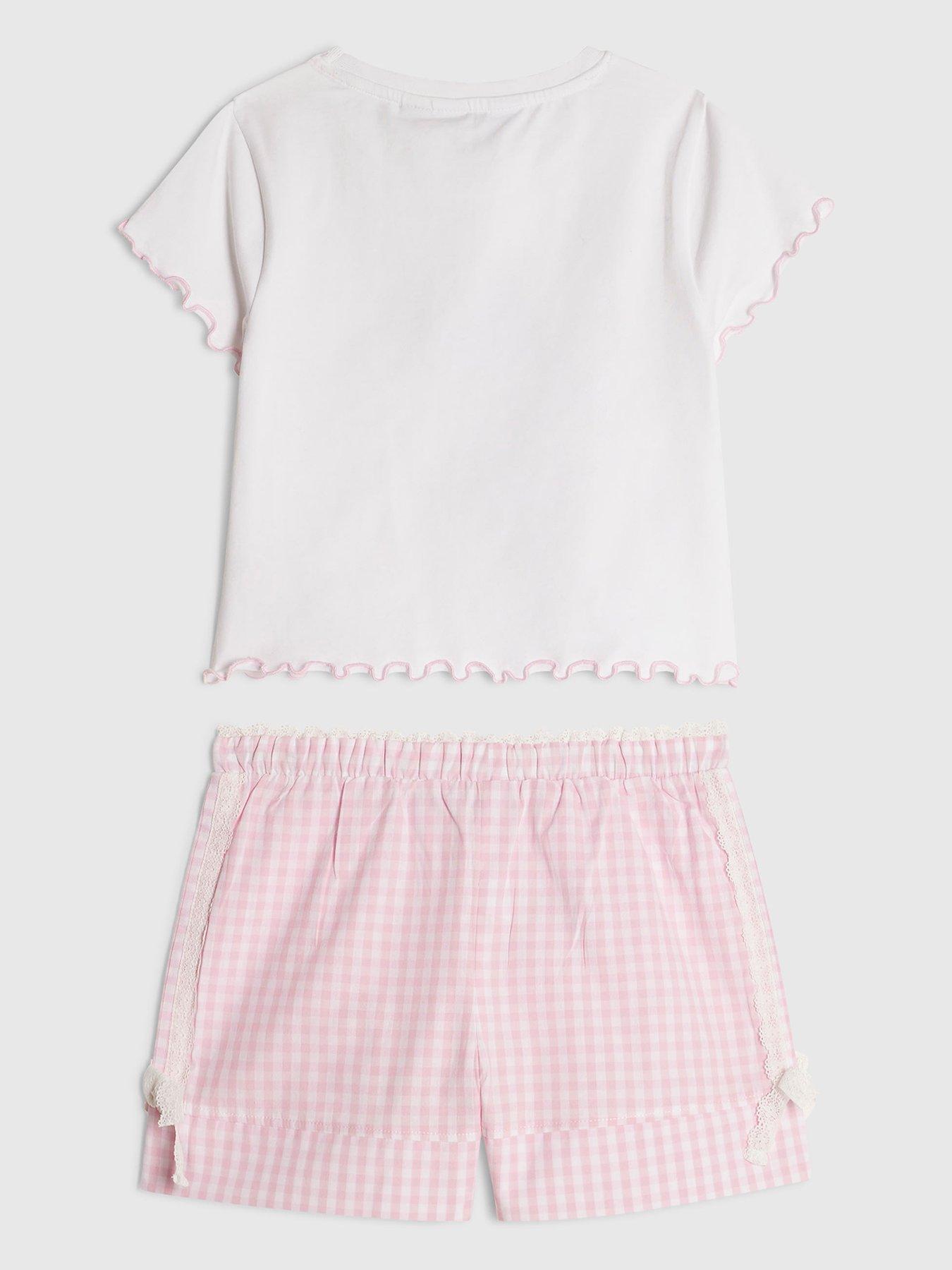 Image 2 of 4 of River Island Older Girls Puppy Gingham Pyjamas - White
