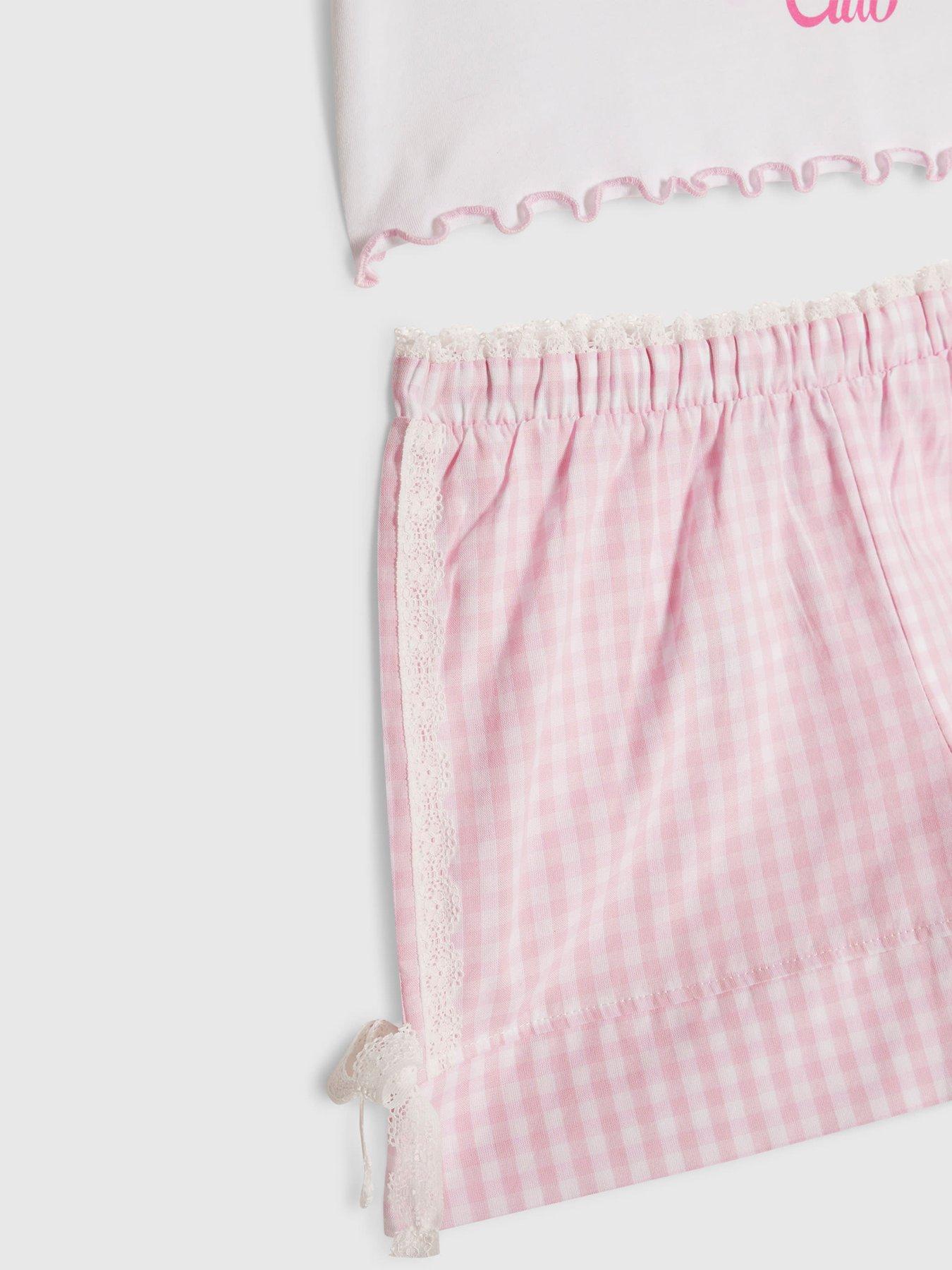 Image 3 of 4 of River Island Older Girls Puppy Gingham Pyjamas - White