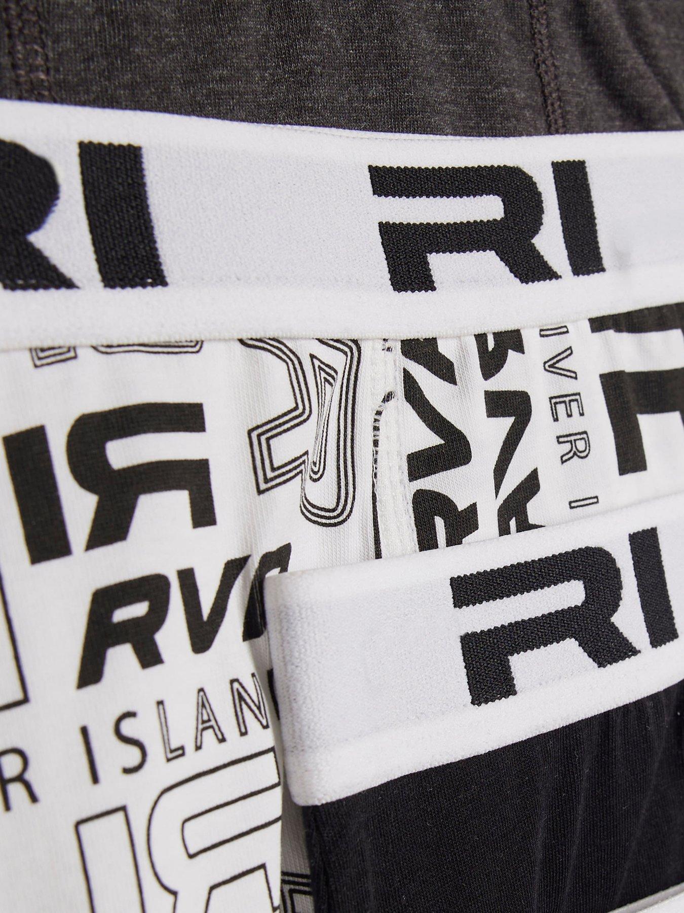 River Island Older Boys 5 Pack Mono Ri Waistband Boxers - Black ...