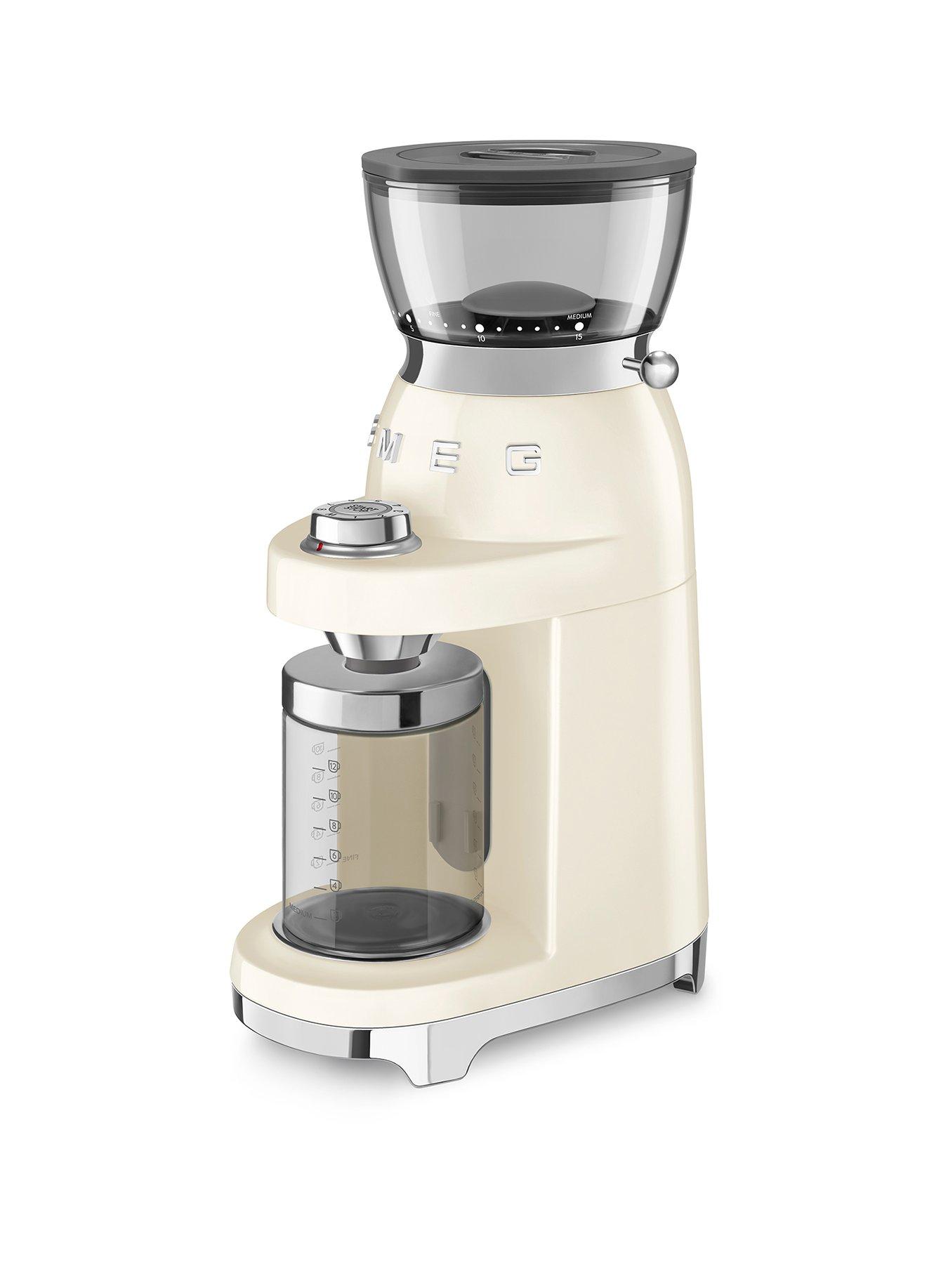 Smeg 50's Style Electric Coffee Grinder, Conical Burr, 30 Bean Grinding Levels, Cream