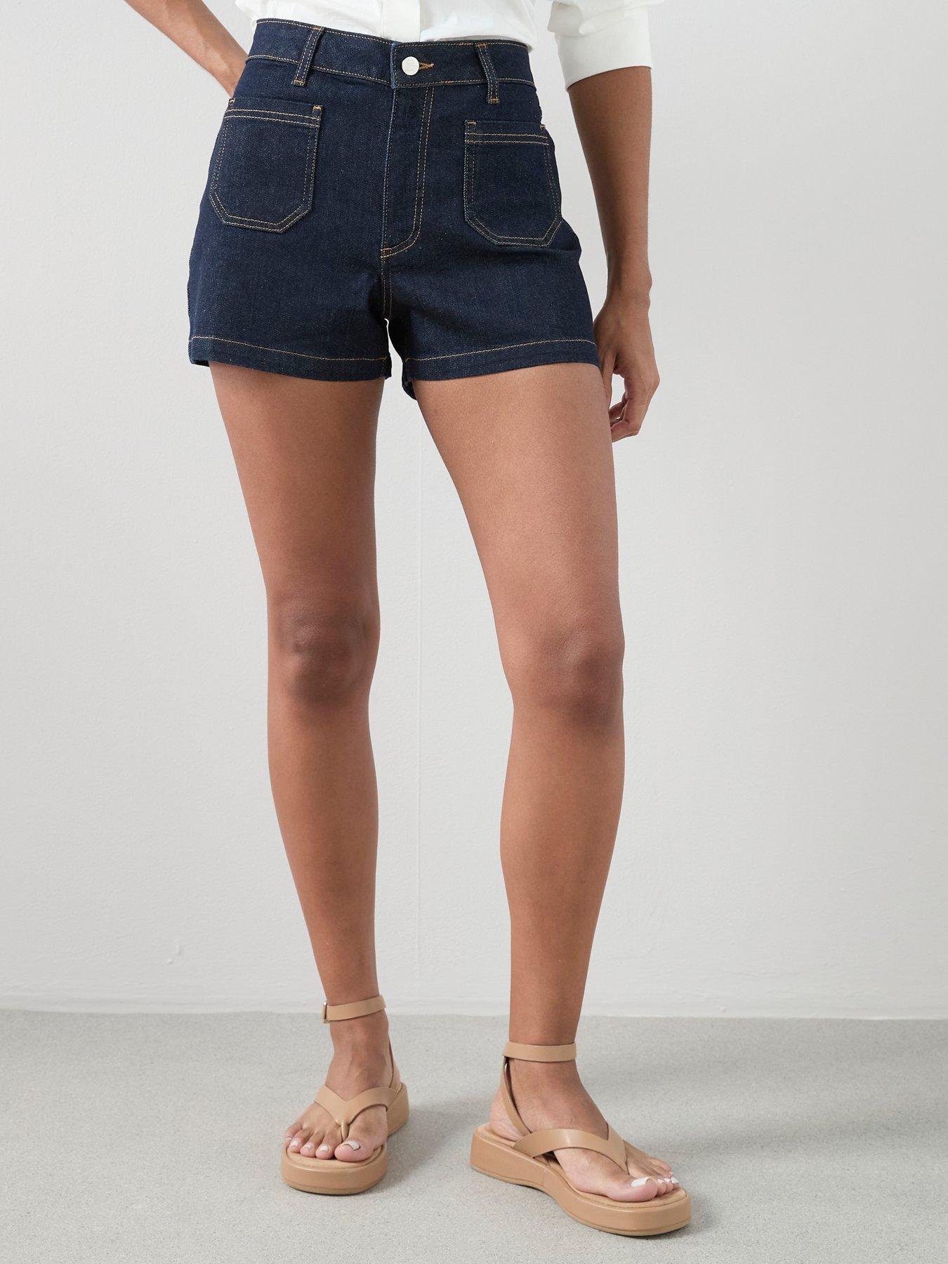 Image 3 of 6 of The Very Collection Patch Pocket Denim Shorts - Mid Wash