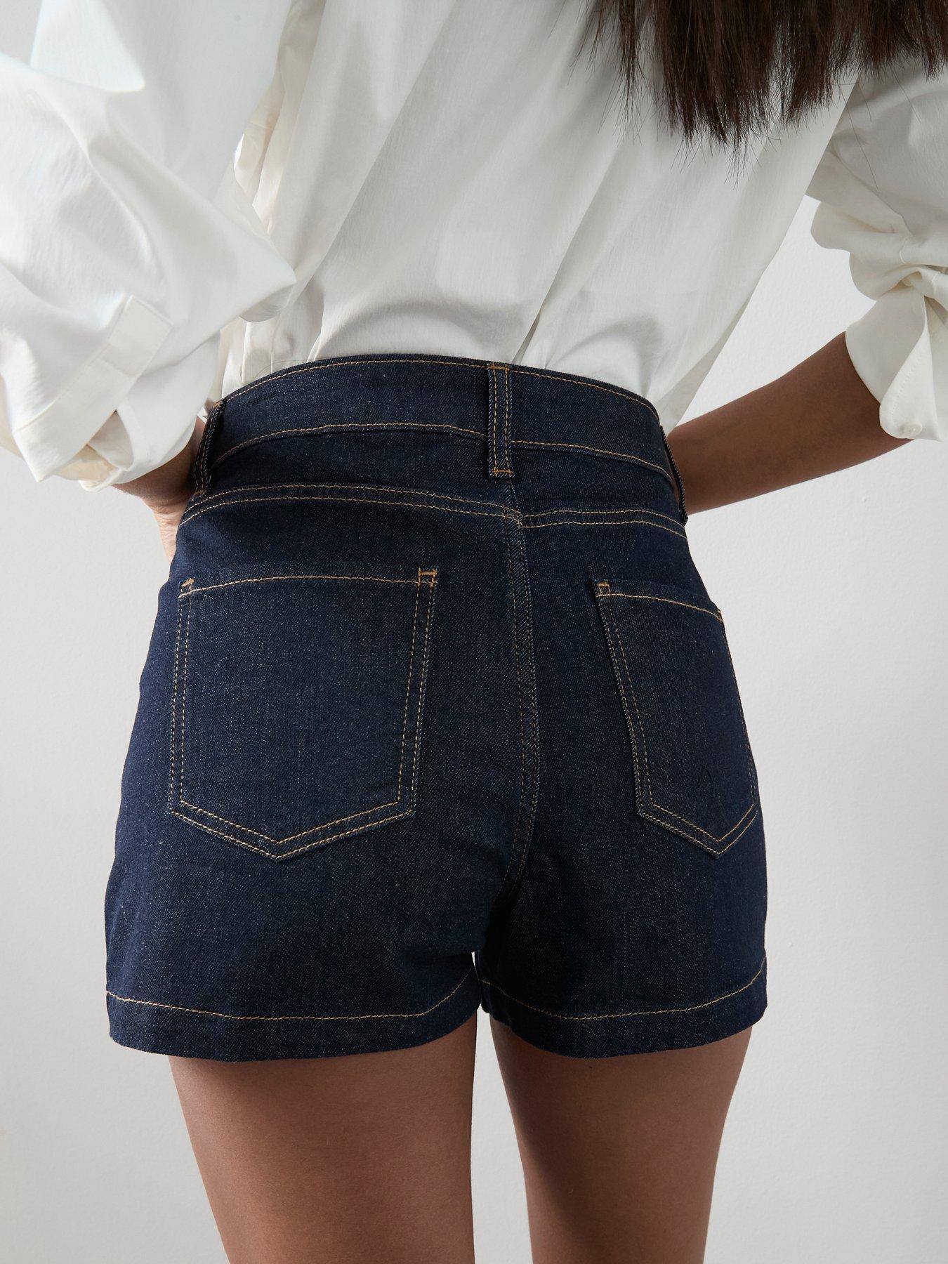 Image 6 of 6 of The Very Collection Patch Pocket Denim Shorts - Mid Wash