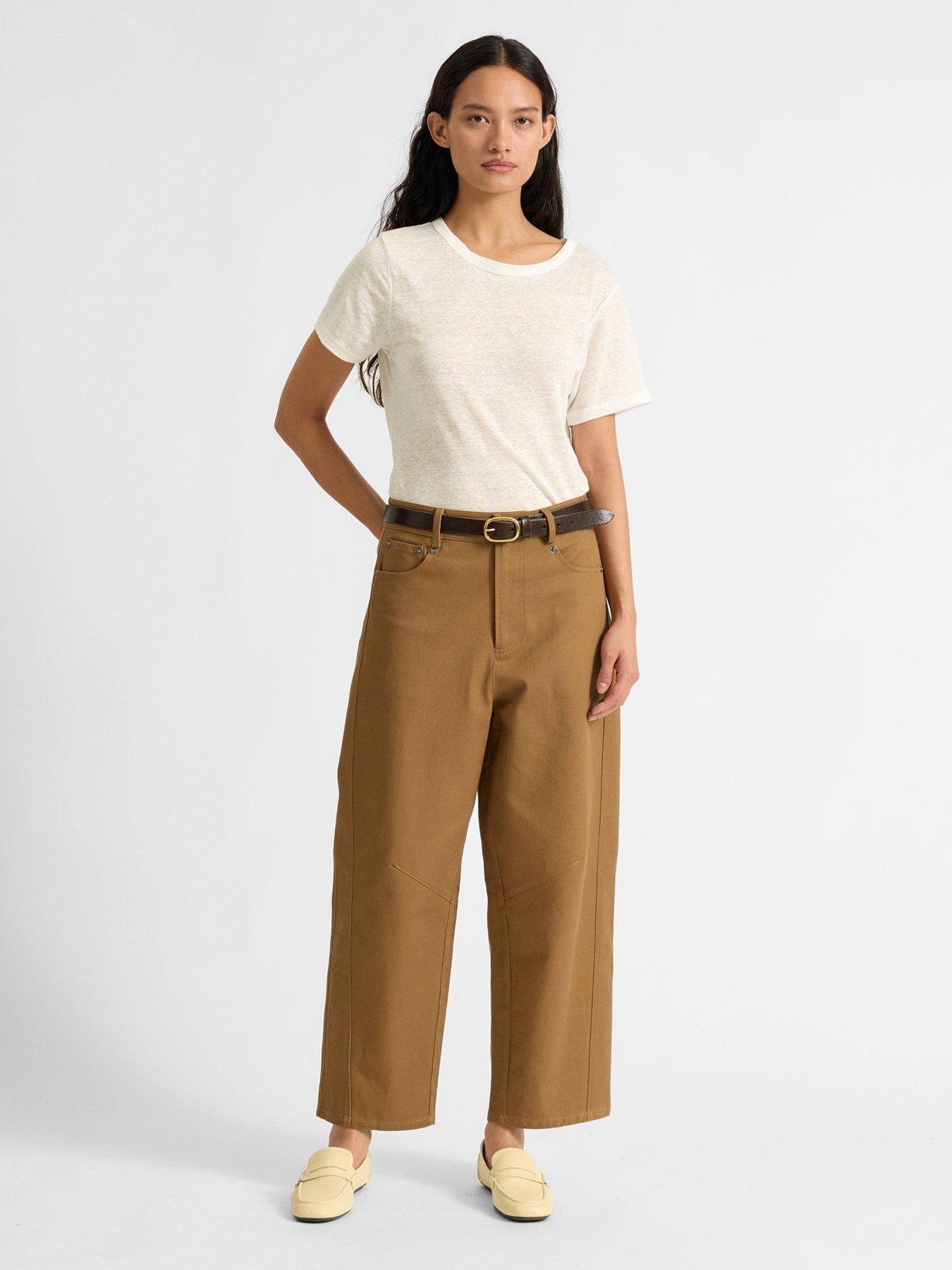 Image 1 of 5 of Albaray Cotton Barrel Trousers - Beige