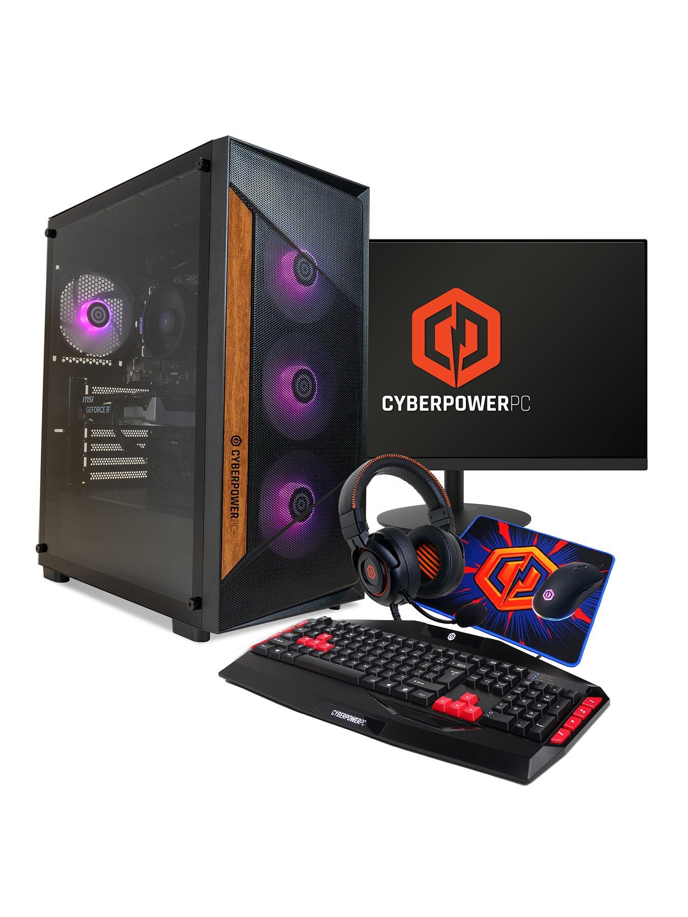 CyberPower PC Gaming Desktop Bundle - AMD Ryzen 5 7500F, GeForce RTX 5060, 16GB RAM, 1TB SSD, 23.8in FHD Monitor, Headset, Keyboard, Mouse  &  Mat
