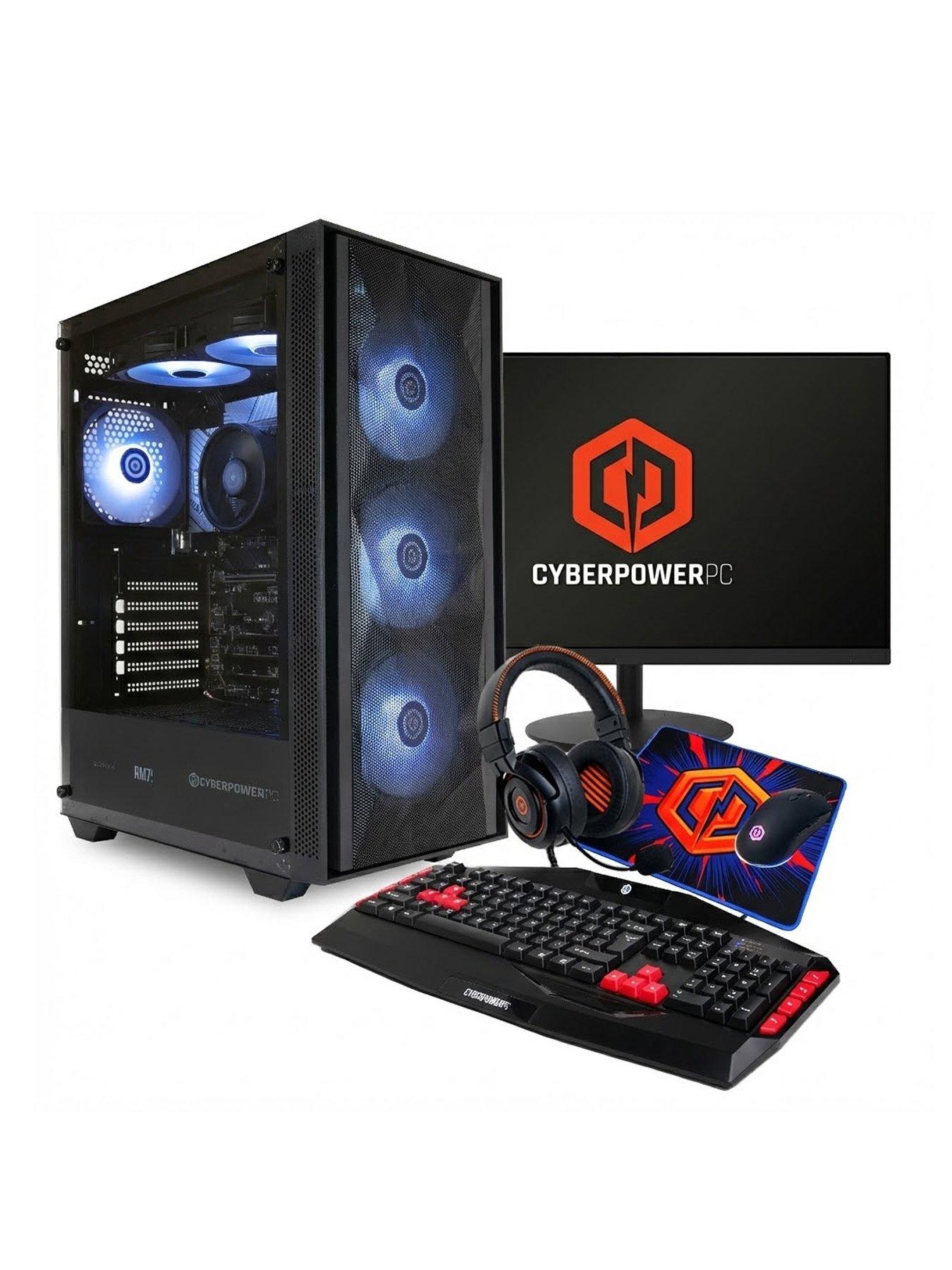 CyberPower PC Gaming Desktop Bundle - AMD Ryzen 5 5600G, 8GB RAM, 500GB SSD, 23.8in FHD Monitor, Headset, Keyboard, Mouse  &  Mat