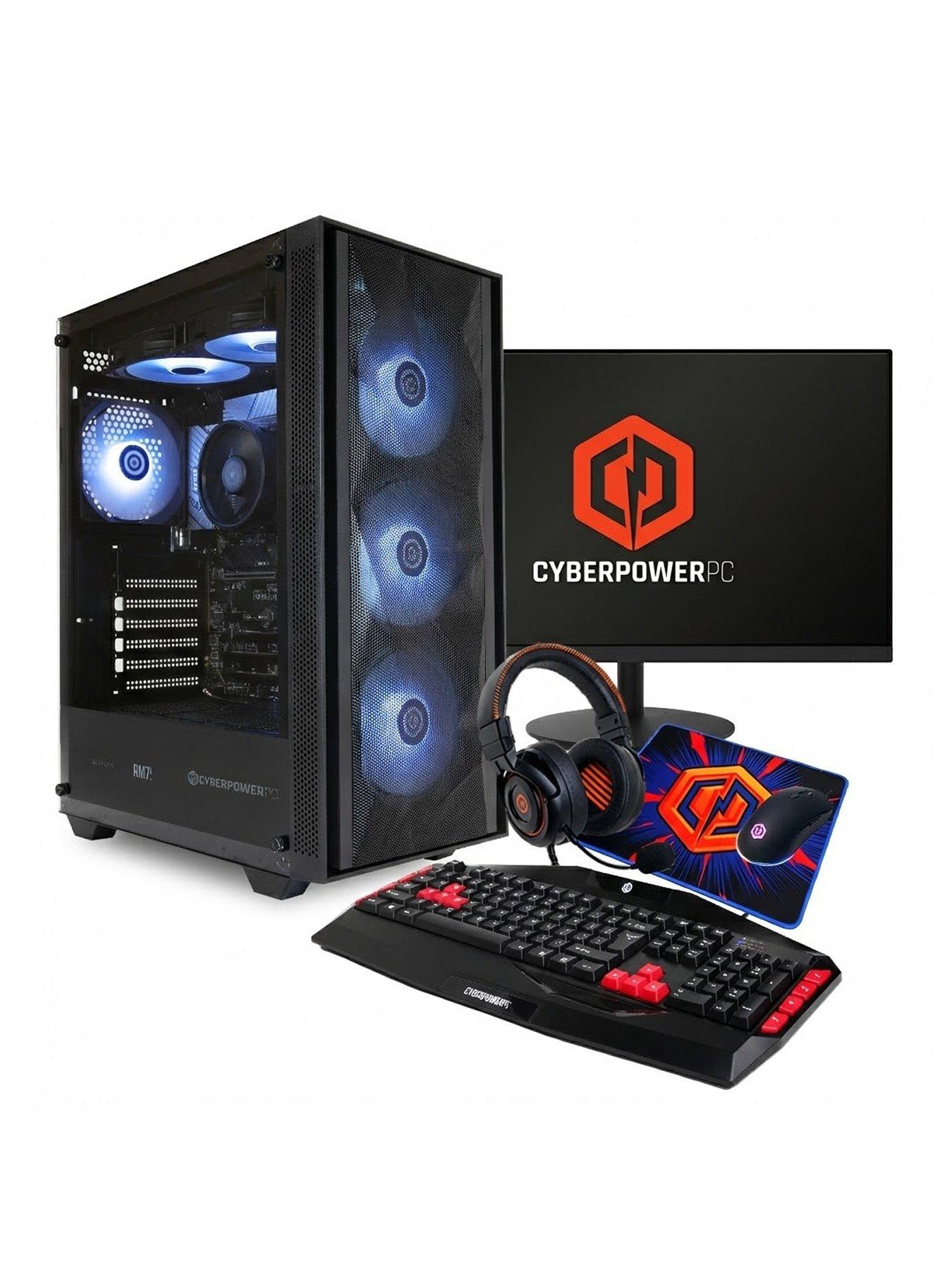 CyberPower PC Gaming Desktop Bundle - AMD Ryzen 5 8500G, 16GB RAM, 1TB SSD, 23.8-inch FHD Monitor, Gaming Headset, CyberPowerPC Keyboard, Mouse and Mat