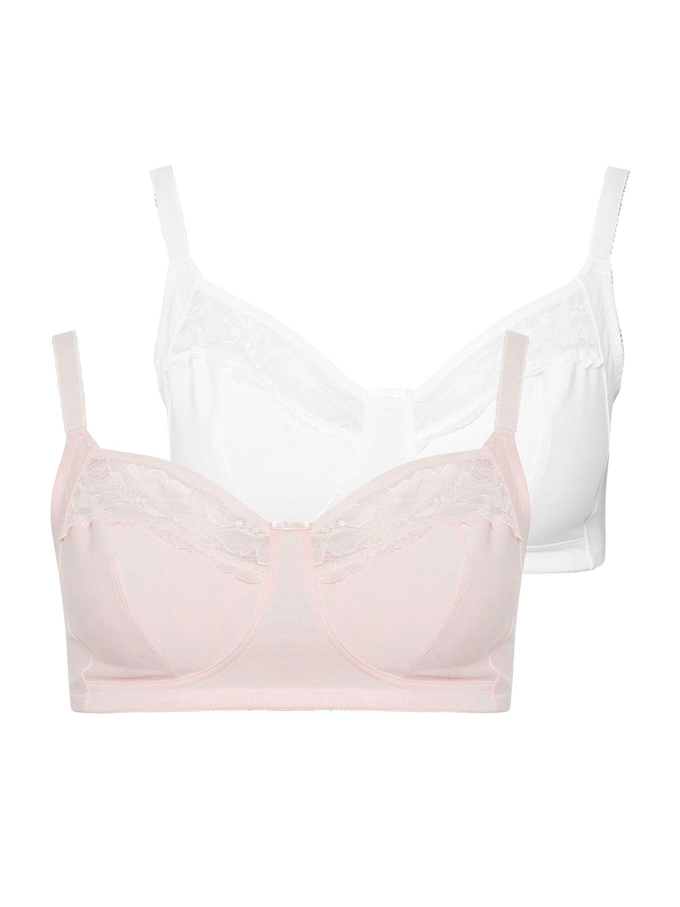 Image 5 of 5 of Yours Curve 2 Pack Cotton Lace Bra - White
