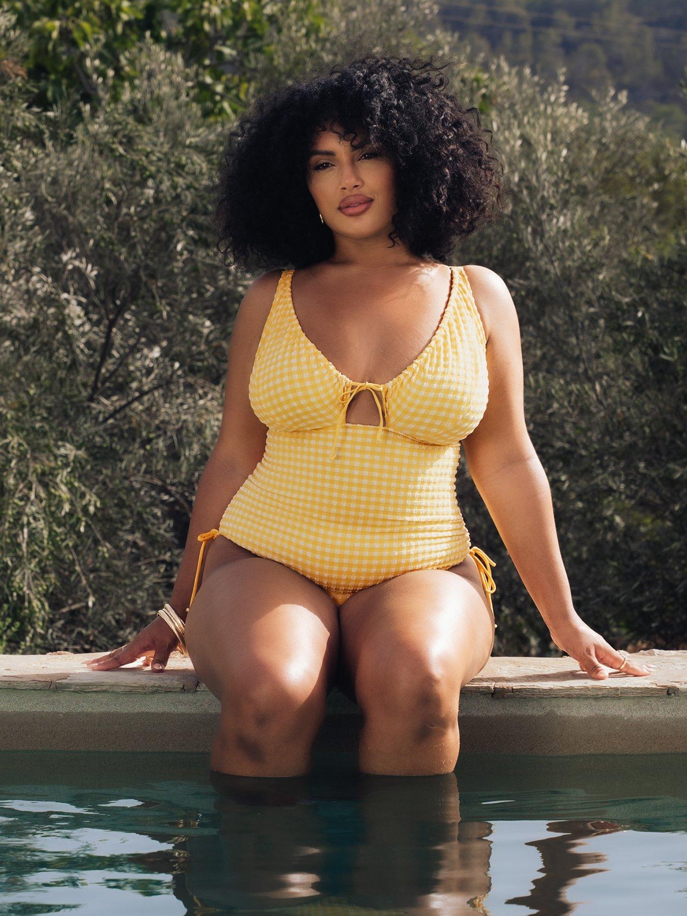 Curvy Kate Curvy Kate Holiday Check Non Wired Swimsuit - Sunshine Yellow