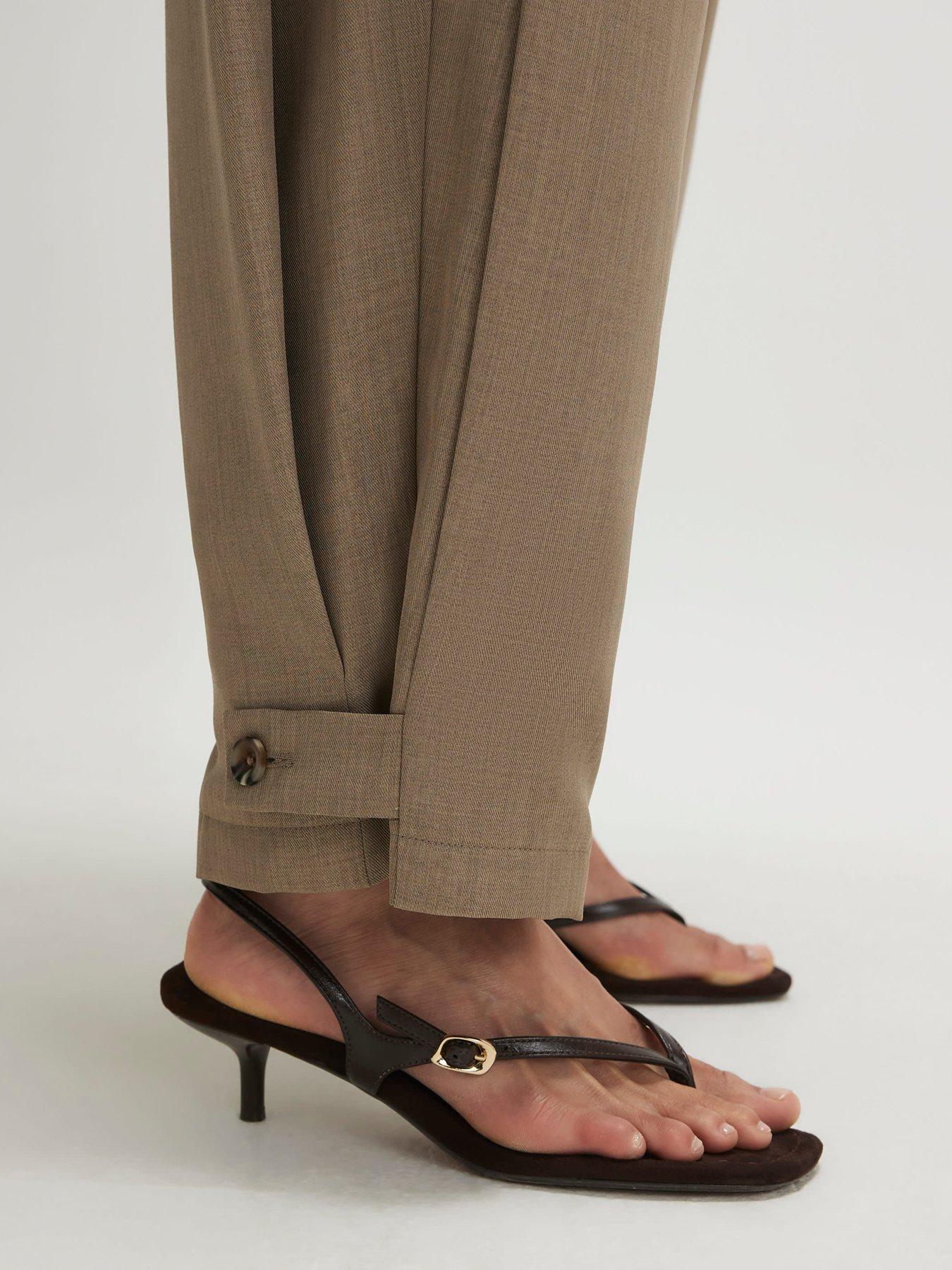 Image 4 of 6 of River Island Cross Hatch Barrel Trousers - Beige