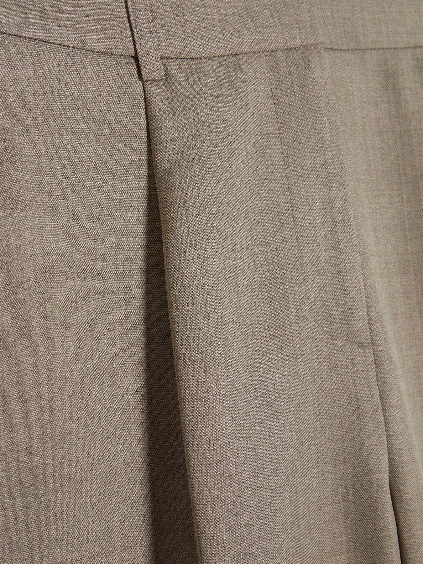 Image 6 of 6 of River Island Cross Hatch Barrel Trousers - Beige