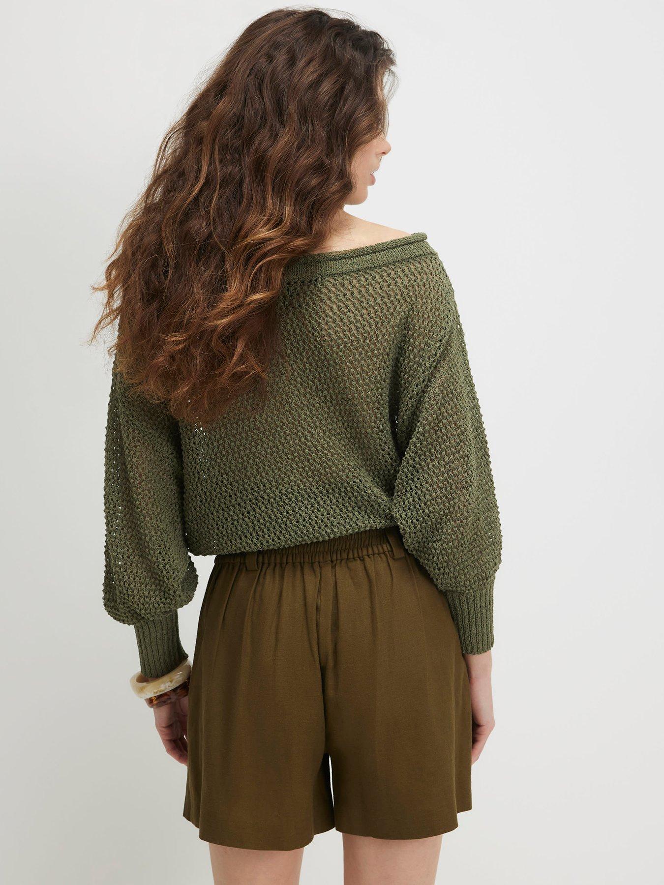 Image 2 of 6 of River Island Linen Elastic Short - Brown