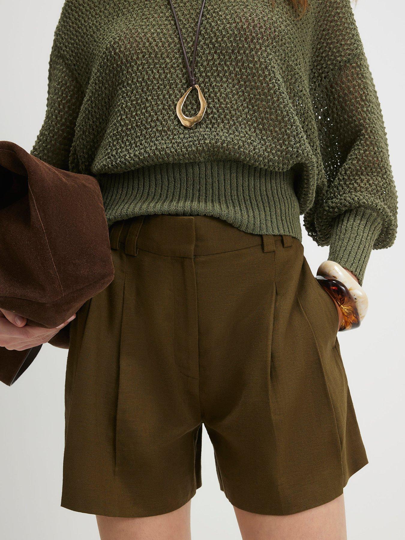 Image 4 of 6 of River Island Linen Elastic Short - Brown
