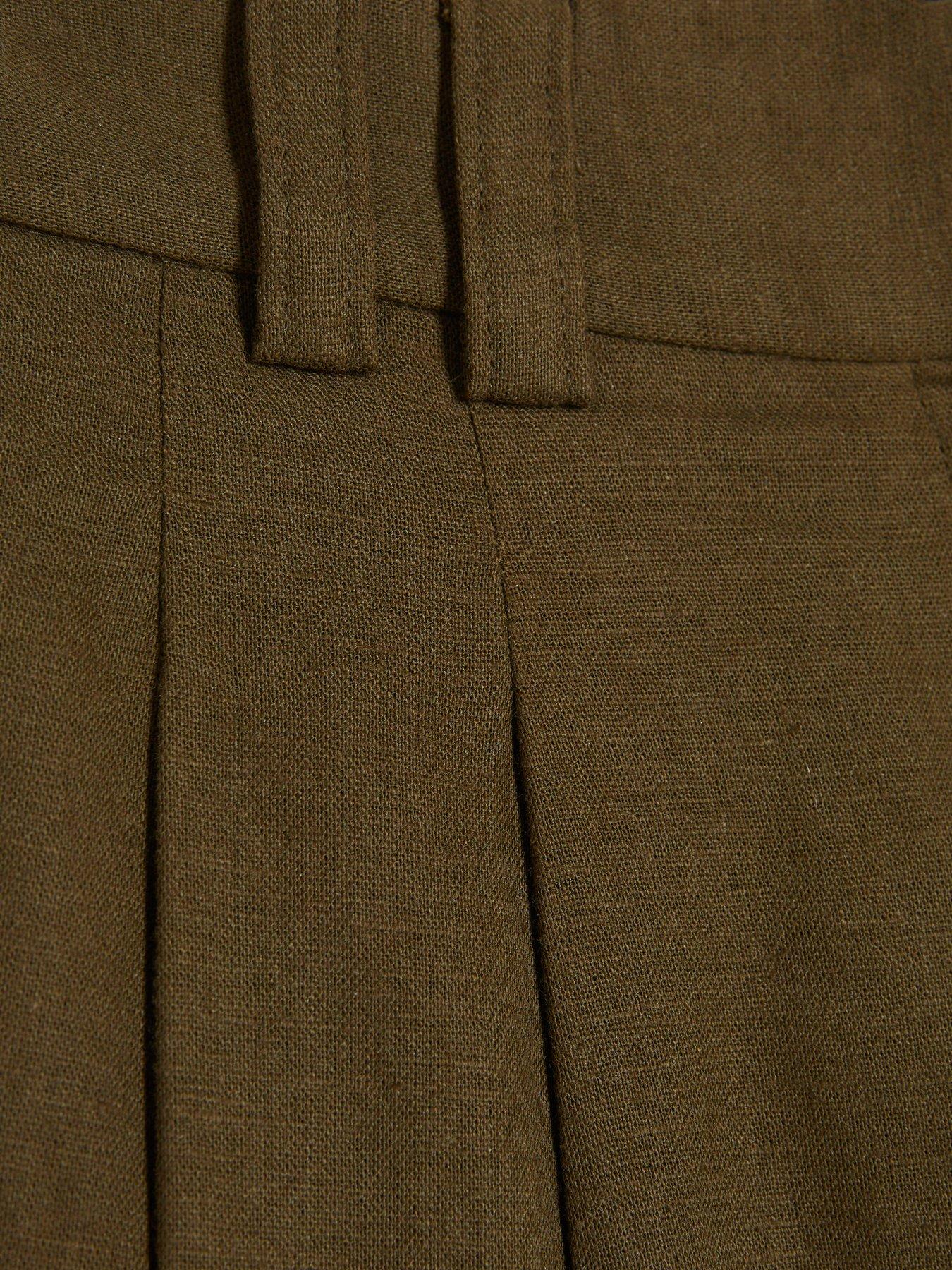 Image 6 of 6 of River Island Linen Elastic Short - Brown
