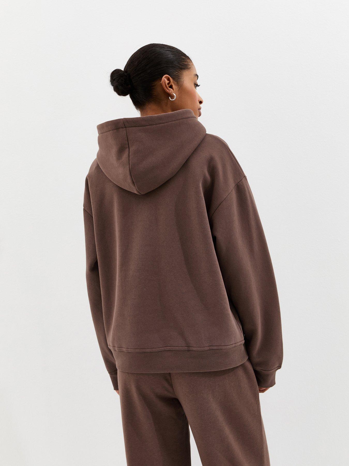 Image 2 of 6 of New Look Jersey Pullover Hoodie - Dark Brown