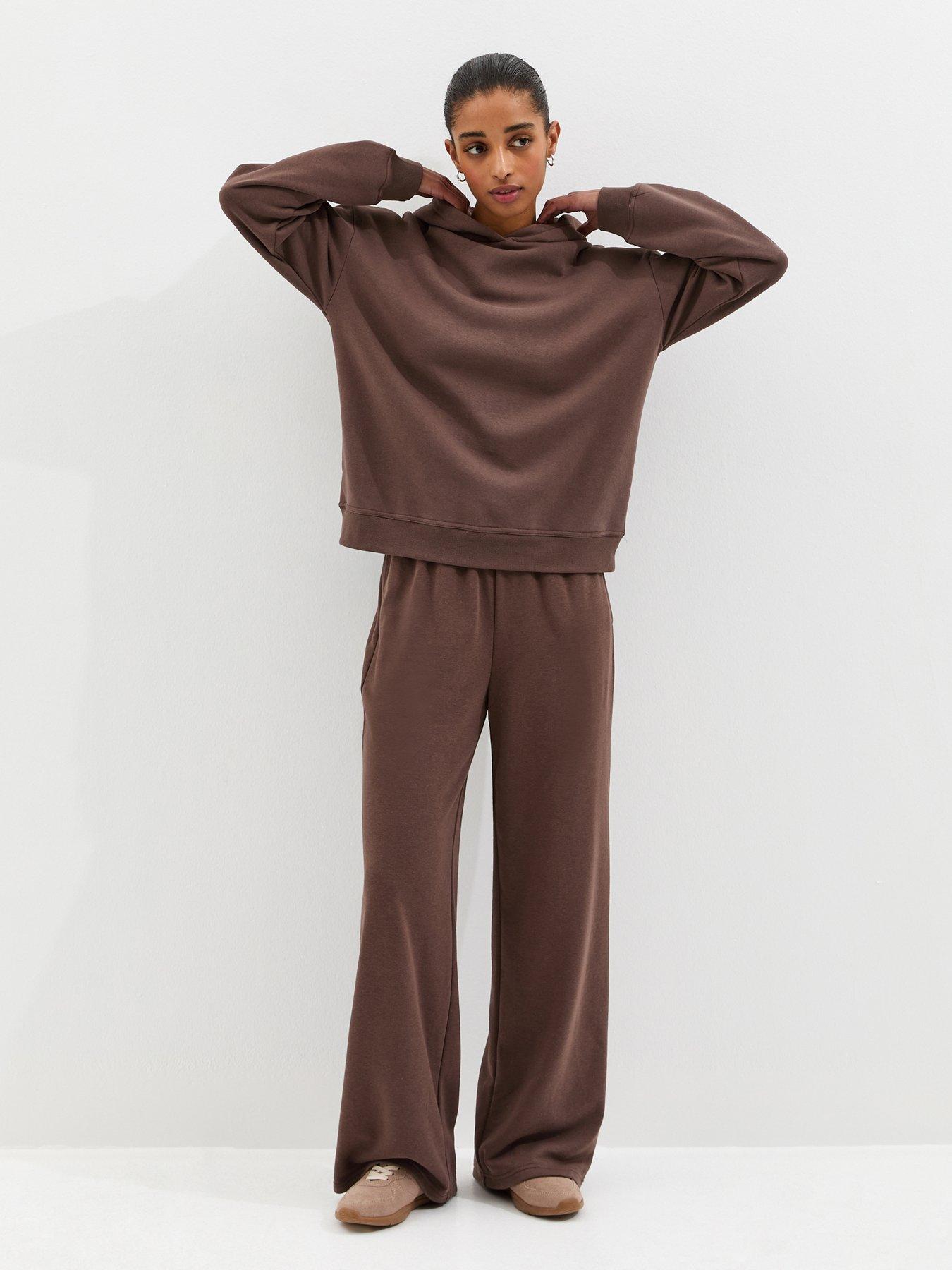 Image 4 of 6 of New Look Jersey Pullover Hoodie - Dark Brown